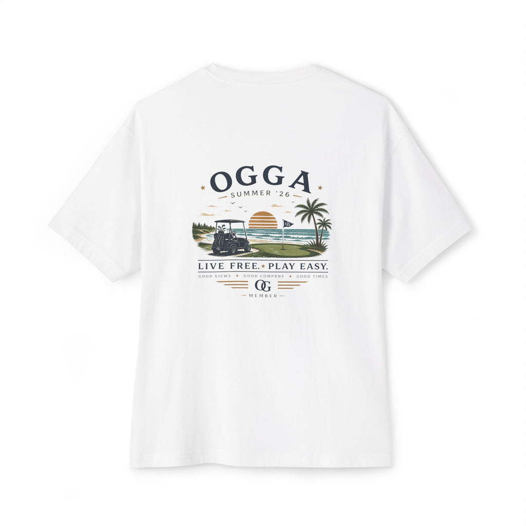 OGGA Beach Tee — "Live Free, Play Easy" Oversized Boxy T-Shirt