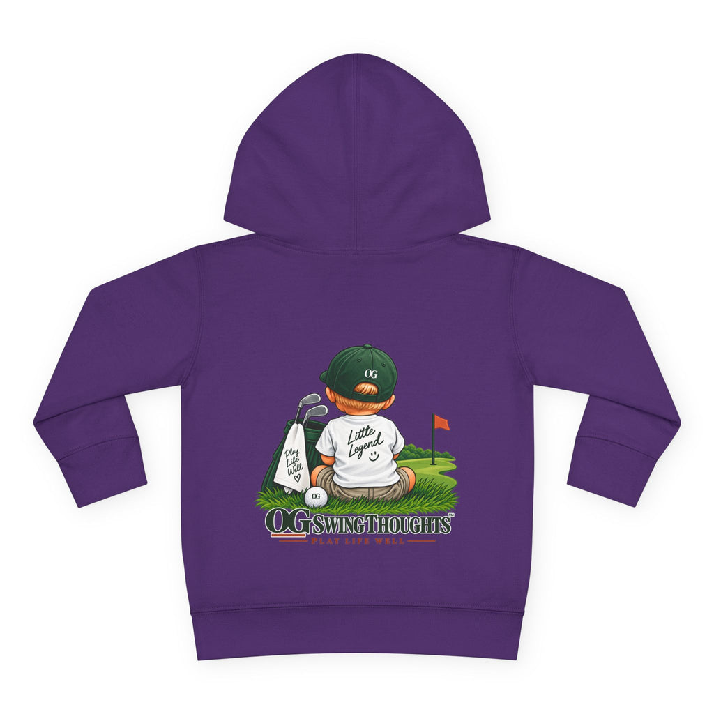 "Little Legend" Toddler Hoodie - 'OG Swing Thoughts' Cute Golf Kid Pullover Fleece