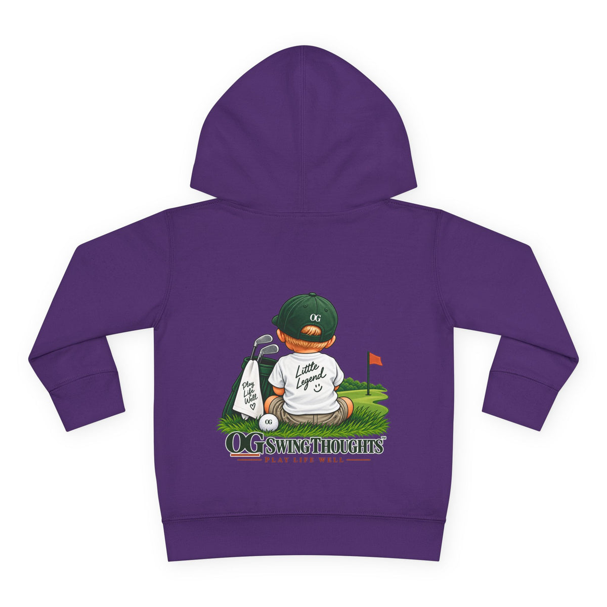 "Little Legend" Toddler Hoodie - 'OG Swing Thoughts' Cute Golf Kid Pullover Fleece