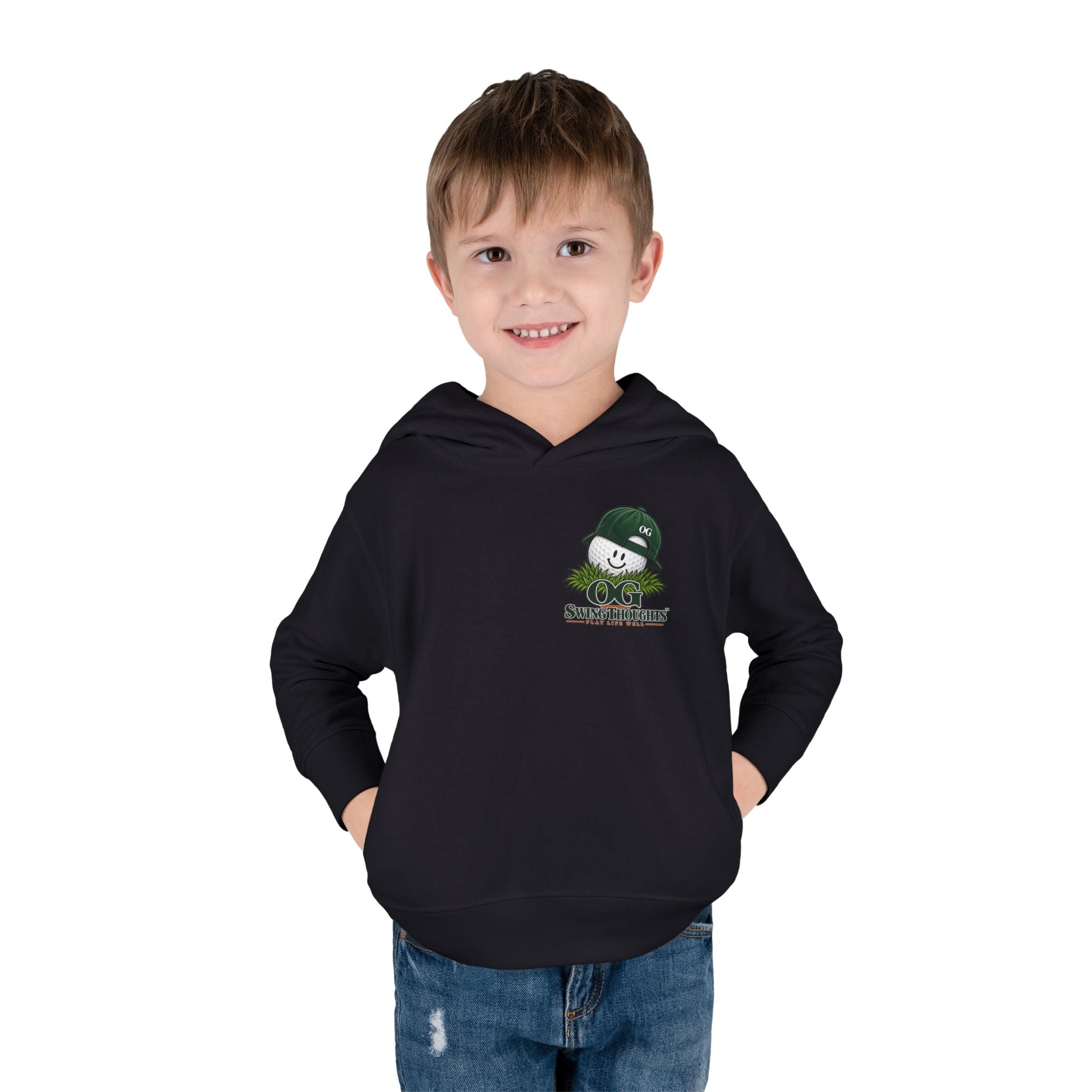 "Little Legend" Toddler Hoodie - 'OG Swing Thoughts' Cute Golf Kid Pullover Fleece