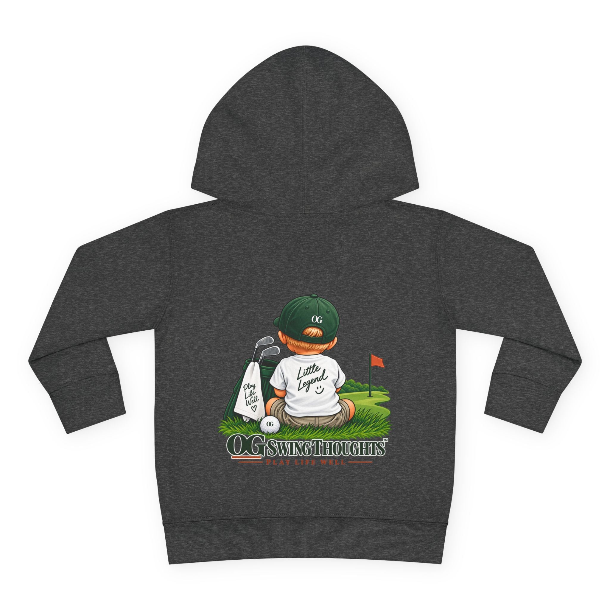 "Little Legend" Toddler Hoodie - 'OG Swing Thoughts' Cute Golf Kid Pullover Fleece