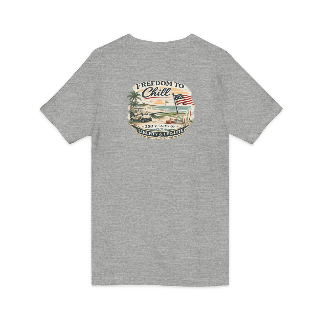 Freedom to Chill V-Neck Tee — Patriotic Beach Vintage Graphic
