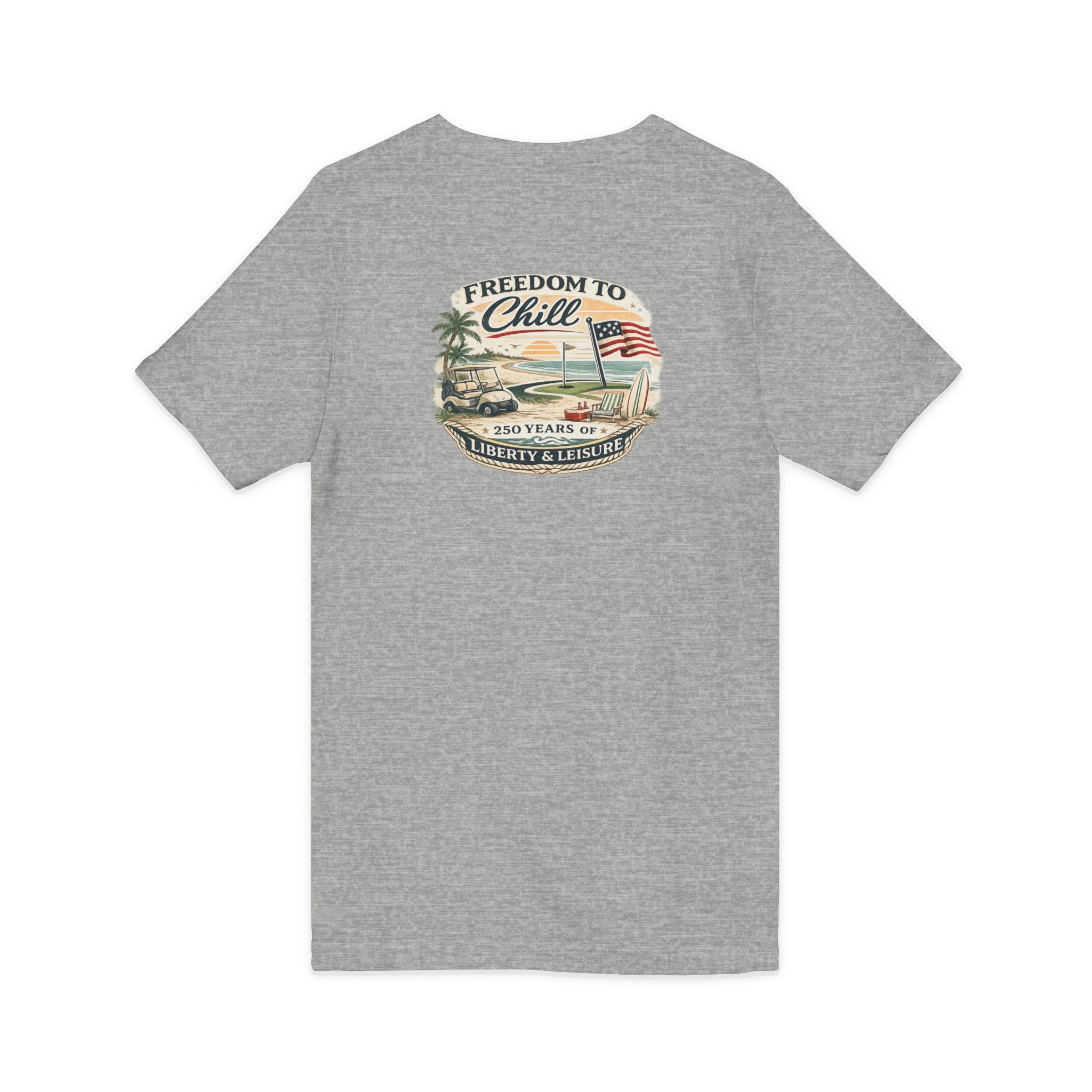 Freedom to Chill V-Neck Tee — Patriotic Beach Vintage Graphic