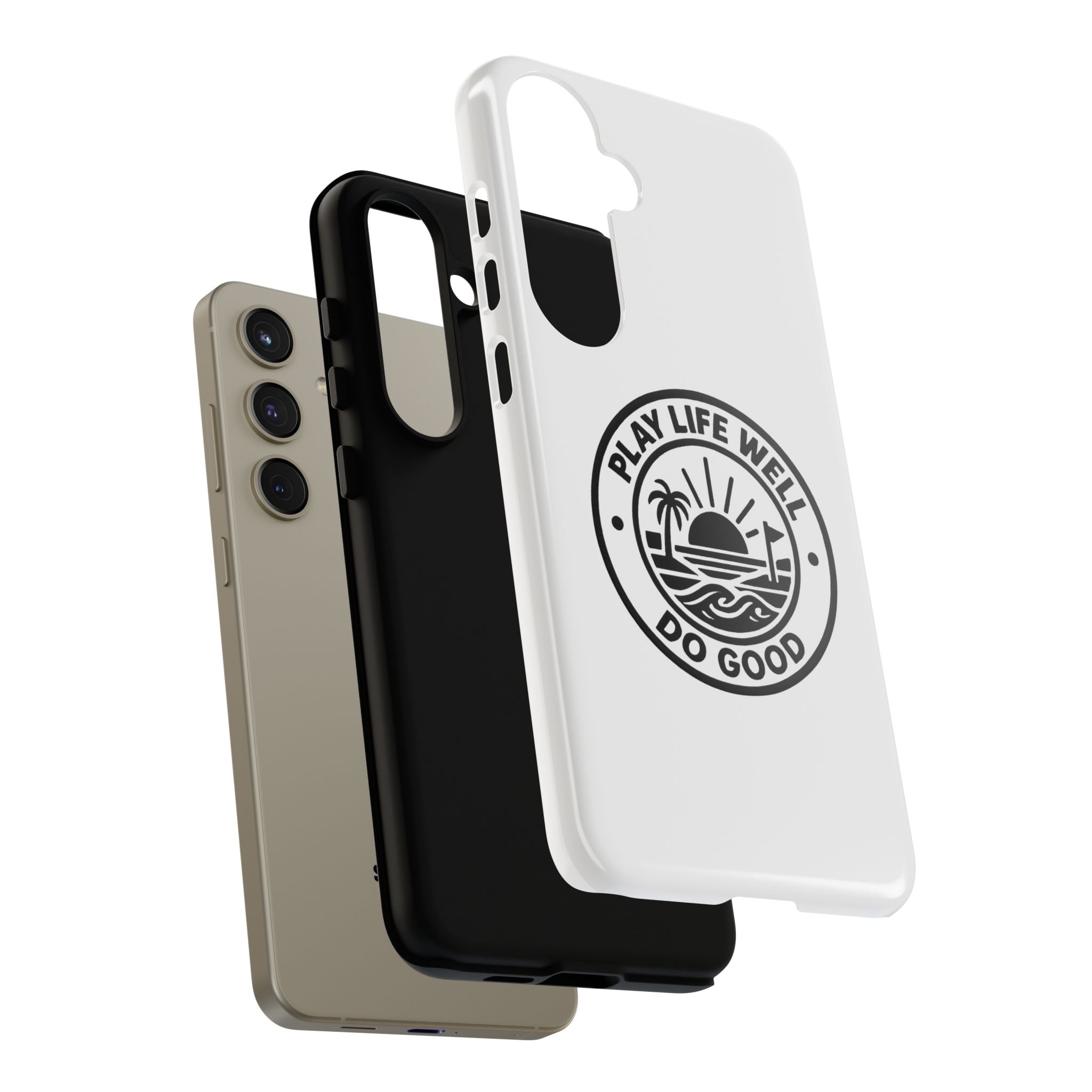 Phone Case — "Play Life Well, Do Good" Minimal Beach Badge