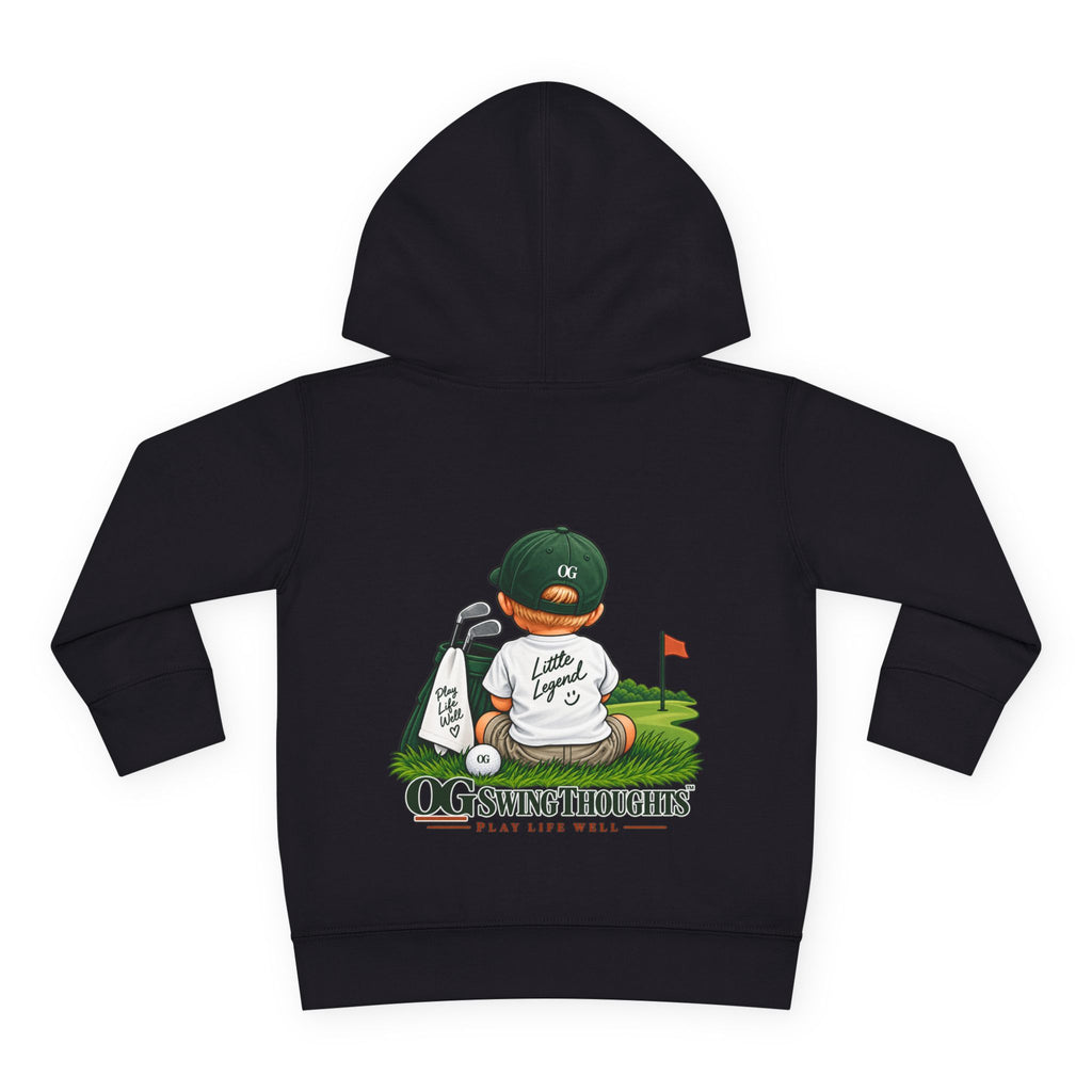 "Little Legend" Toddler Hoodie - 'OG Swing Thoughts' Cute Golf Kid Pullover Fleece