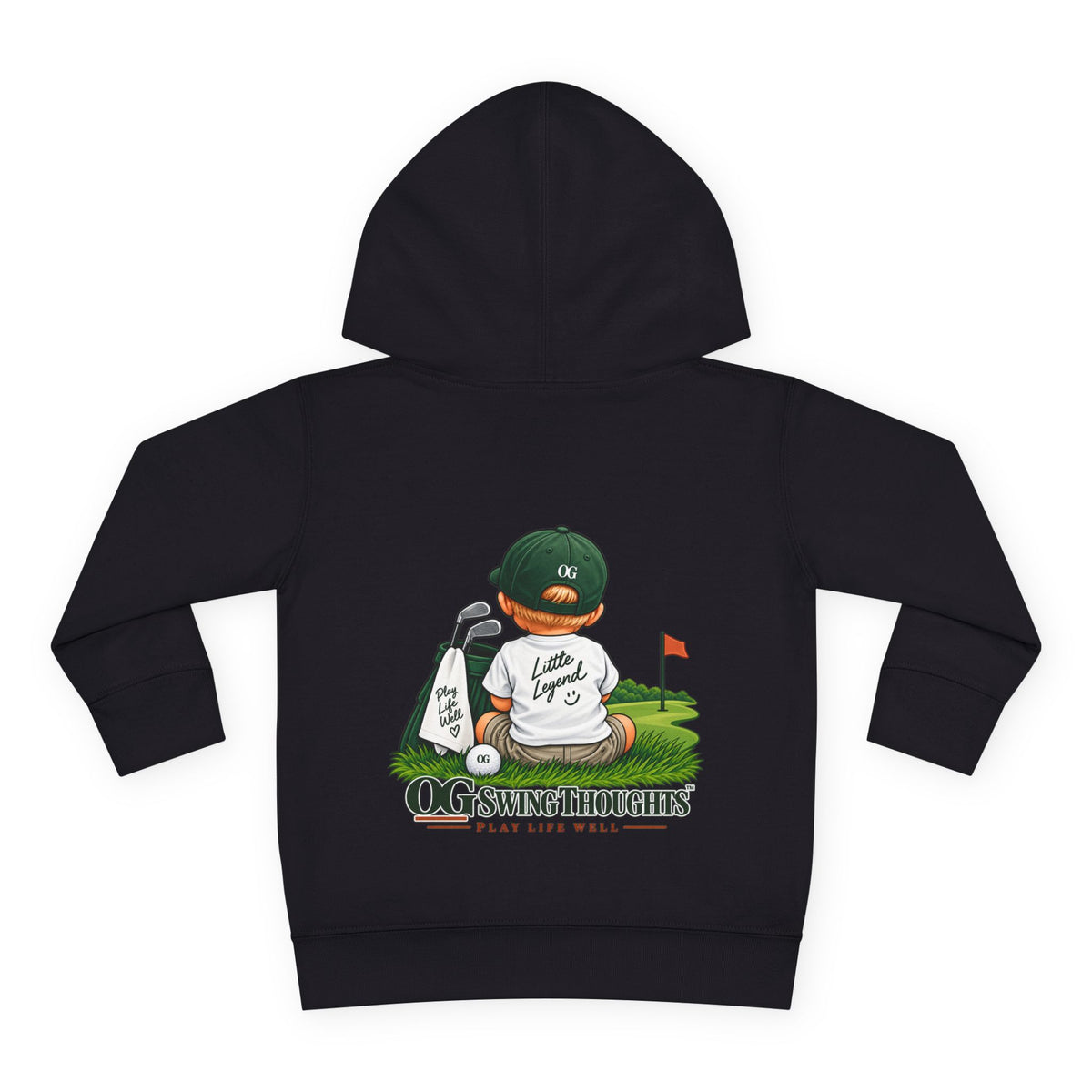 "Little Legend" Toddler Hoodie - 'OG Swing Thoughts' Cute Golf Kid Pullover Fleece