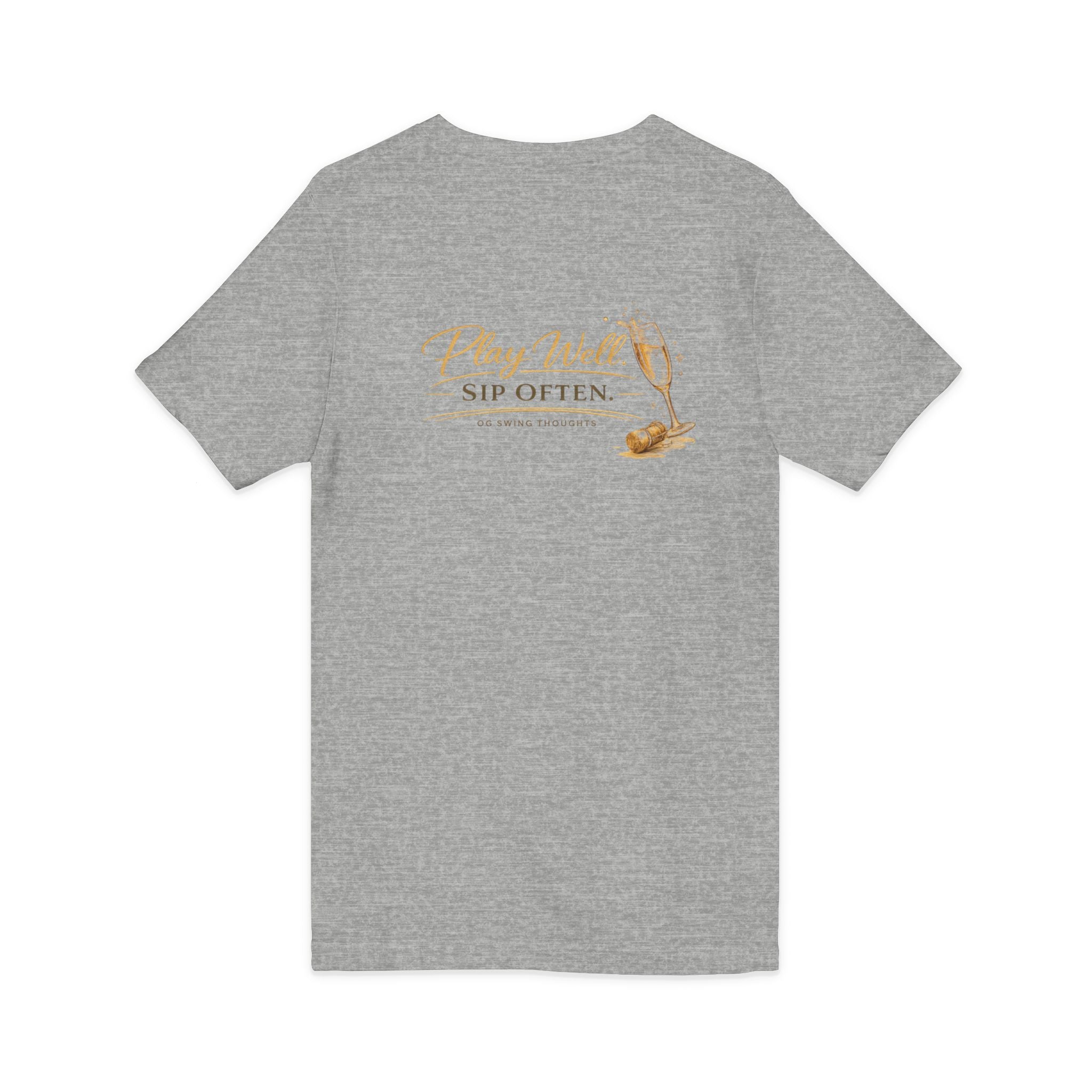 Bogeys & Bubbles V-Neck Tee — “Play Well, Sip Often”