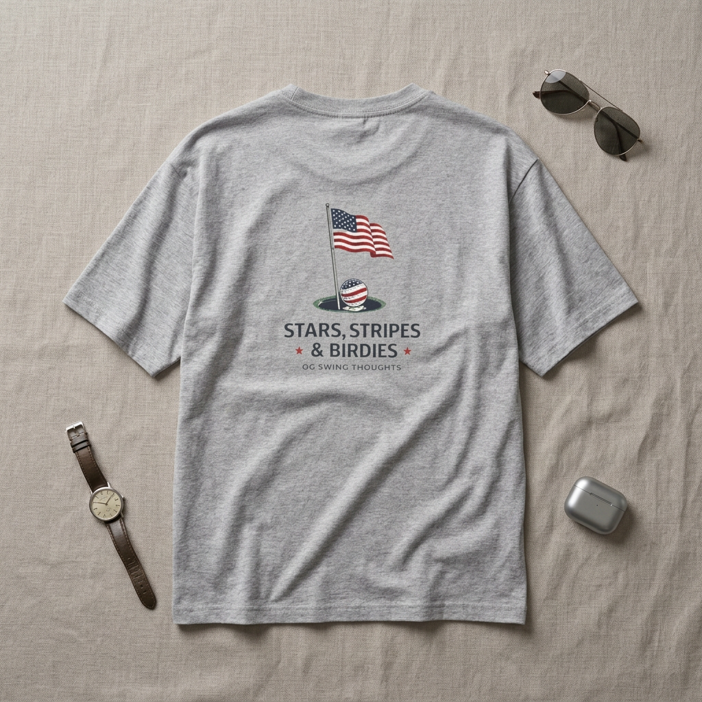 Patriotic Stars & Stripes Tee — American Flag & Golf Ball Graphic