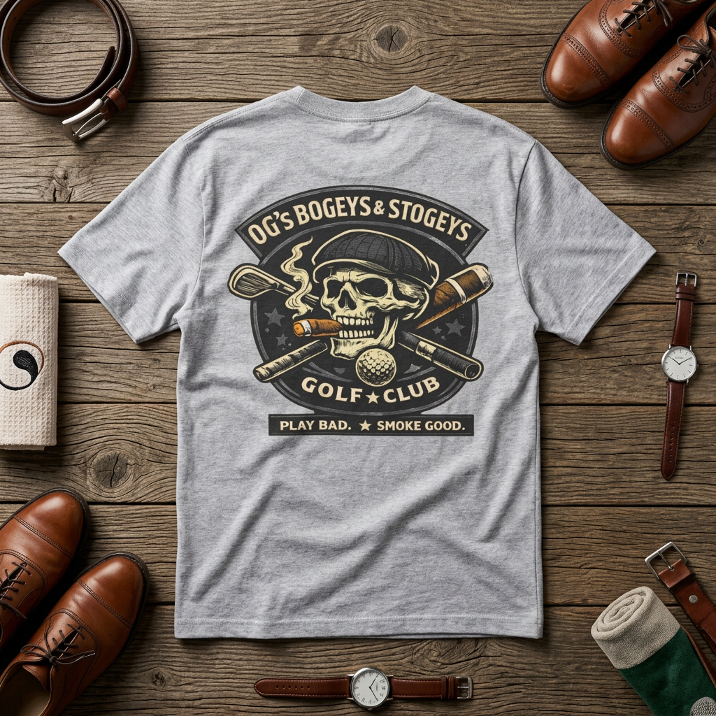 OG's Bogeys & Stogeys Golf Club Tee — Skull Golf Shirt