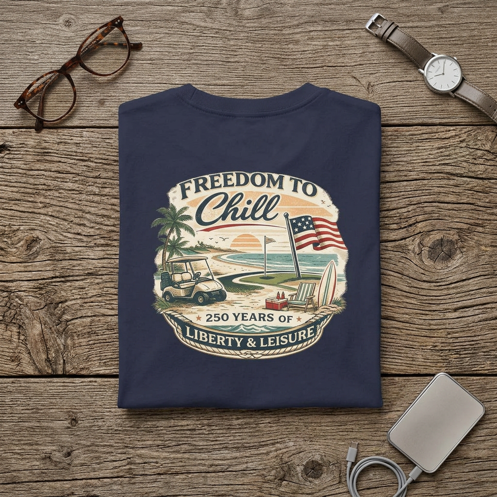 Freedom to Chill Tee — Vintage Beach Flag Graphic T-Shirt