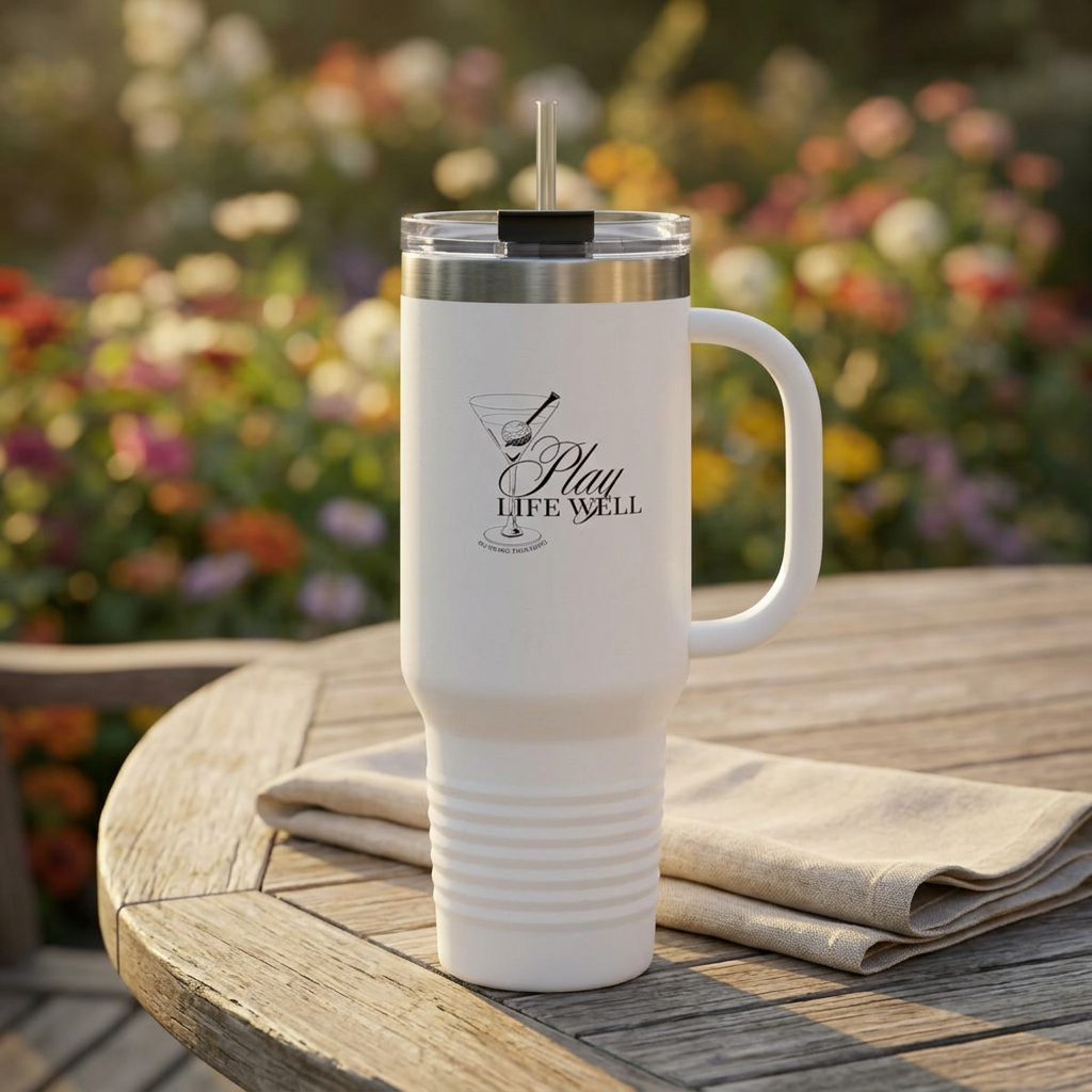 Play Life Well Birdie Juice insulated travel mug | 40oz