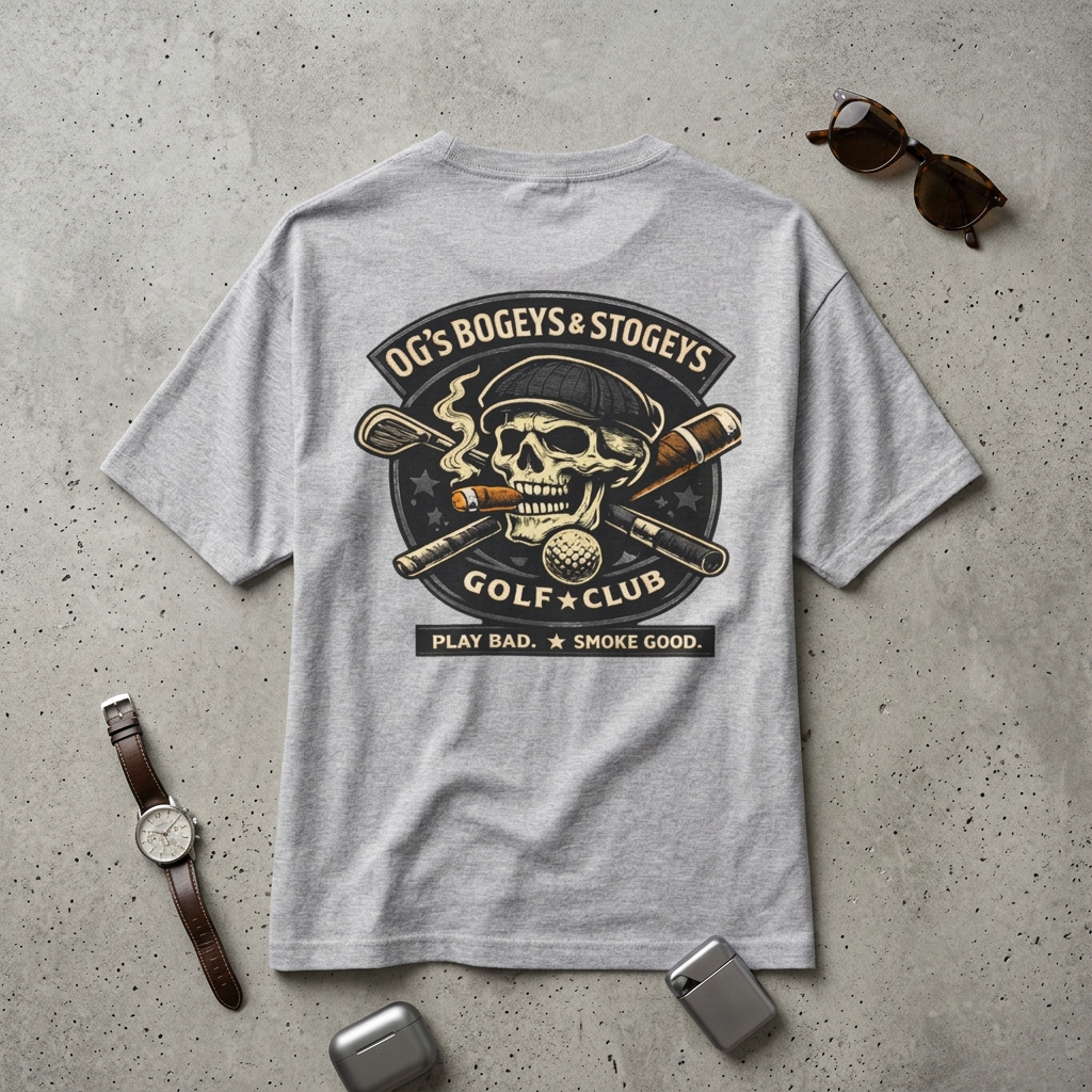 OG's Bogeys & Stogeys Golf Club Tee — Skull Golf Shirt