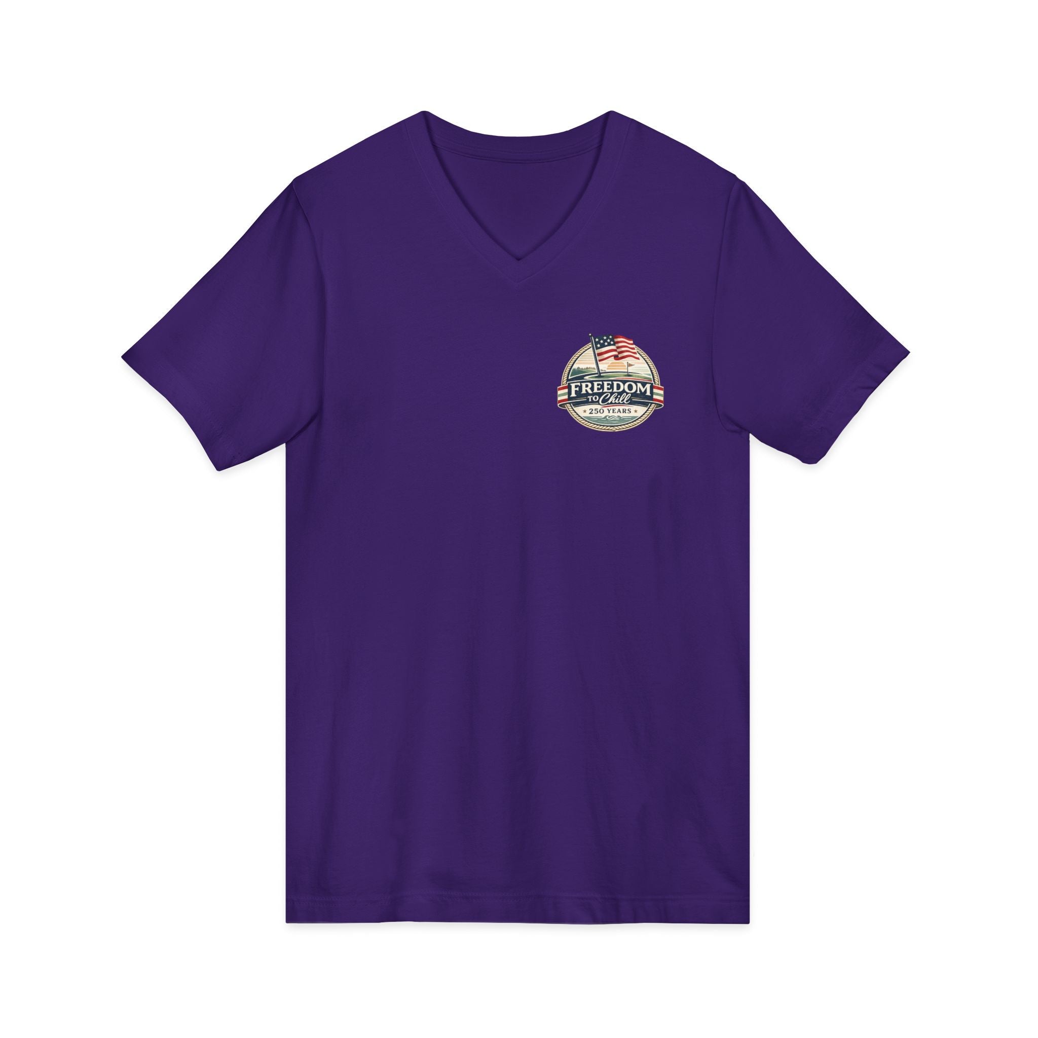 Freedom to Chill V-Neck Tee — Patriotic Beach Vintage Graphic