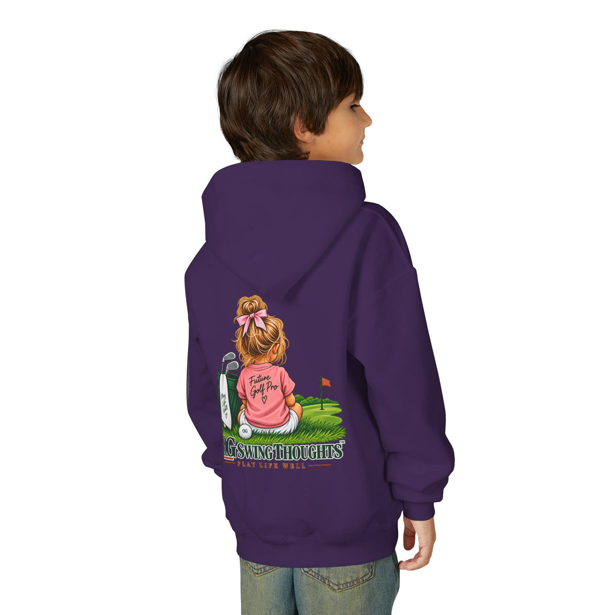 "Future Golf Pro" Youth Golf Hoodie — "OG Swing Thoughts" Cute Girl Golfer Graphic