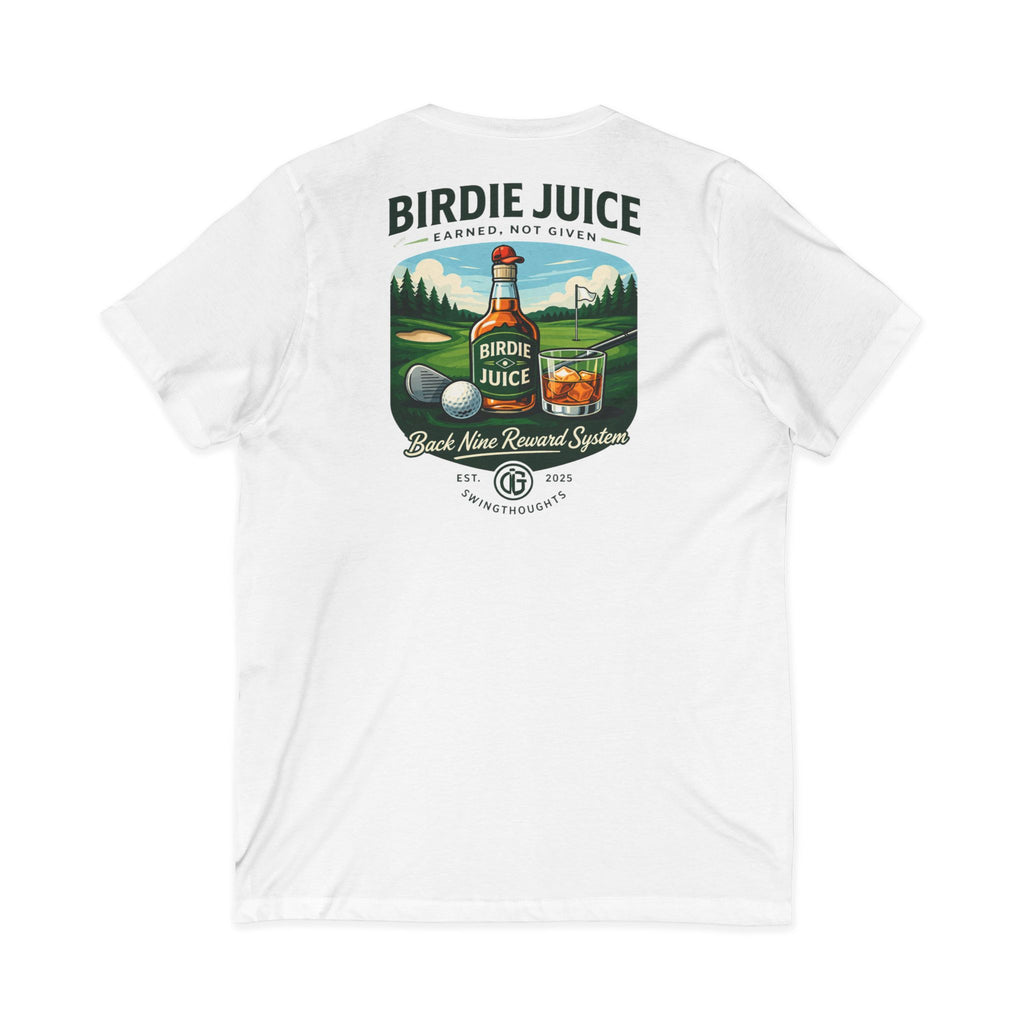 Birdie Juice Social Club Golf T‑Shirt — Vintage Golf Juice Logo V‑Neck