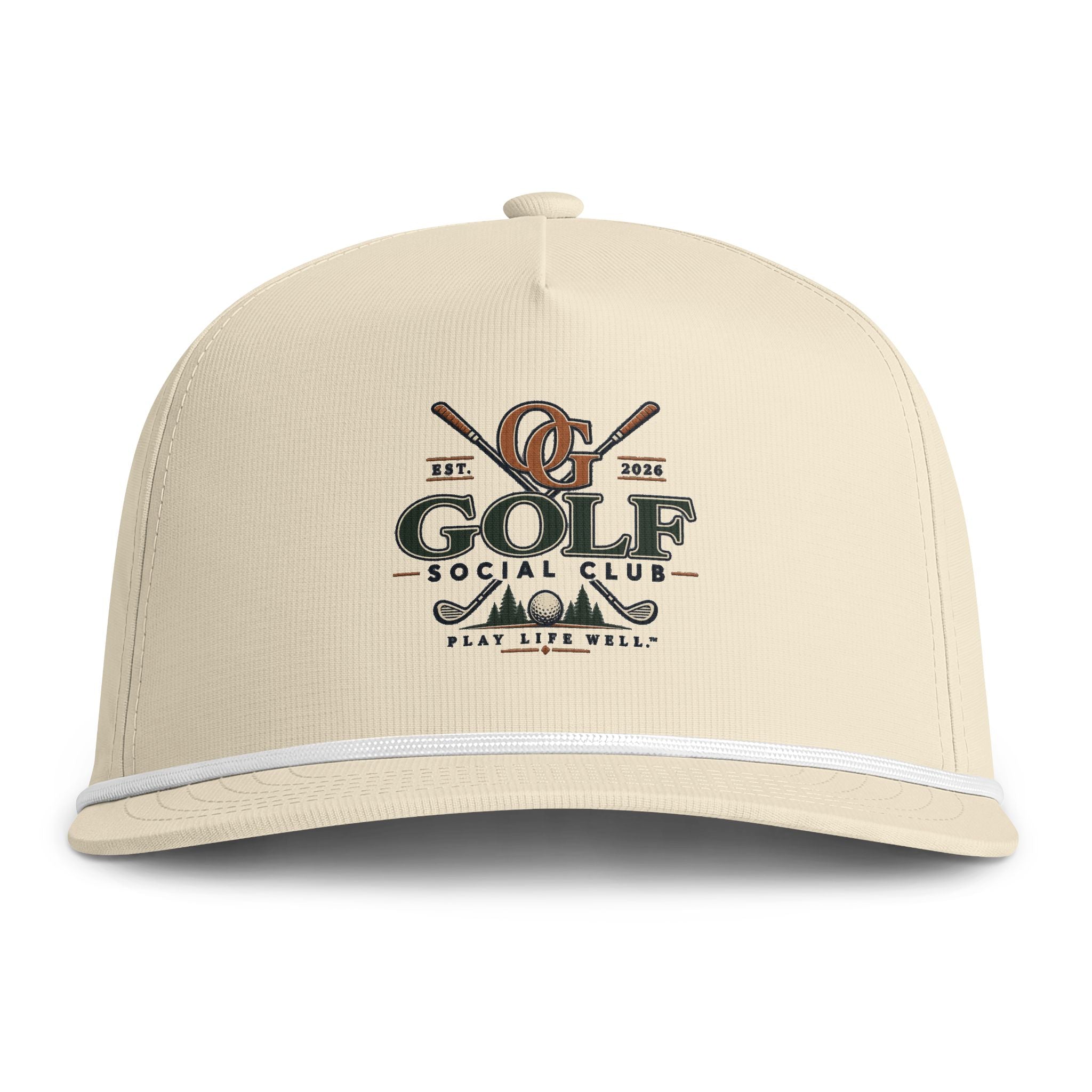 OG Golf Social Club Rope-Trim Cap — Vintage Sunwashed Golf Hat