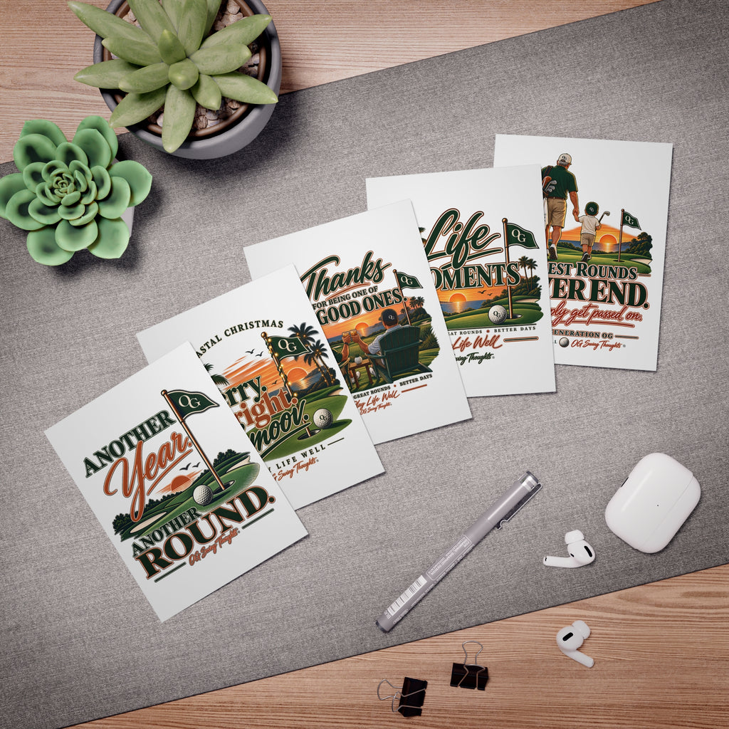 Play Life Well Greeting Card Set (5-Pack) — 'Life Moments', 'Another Year Another Round', 'Thanks to the Good Ones'
