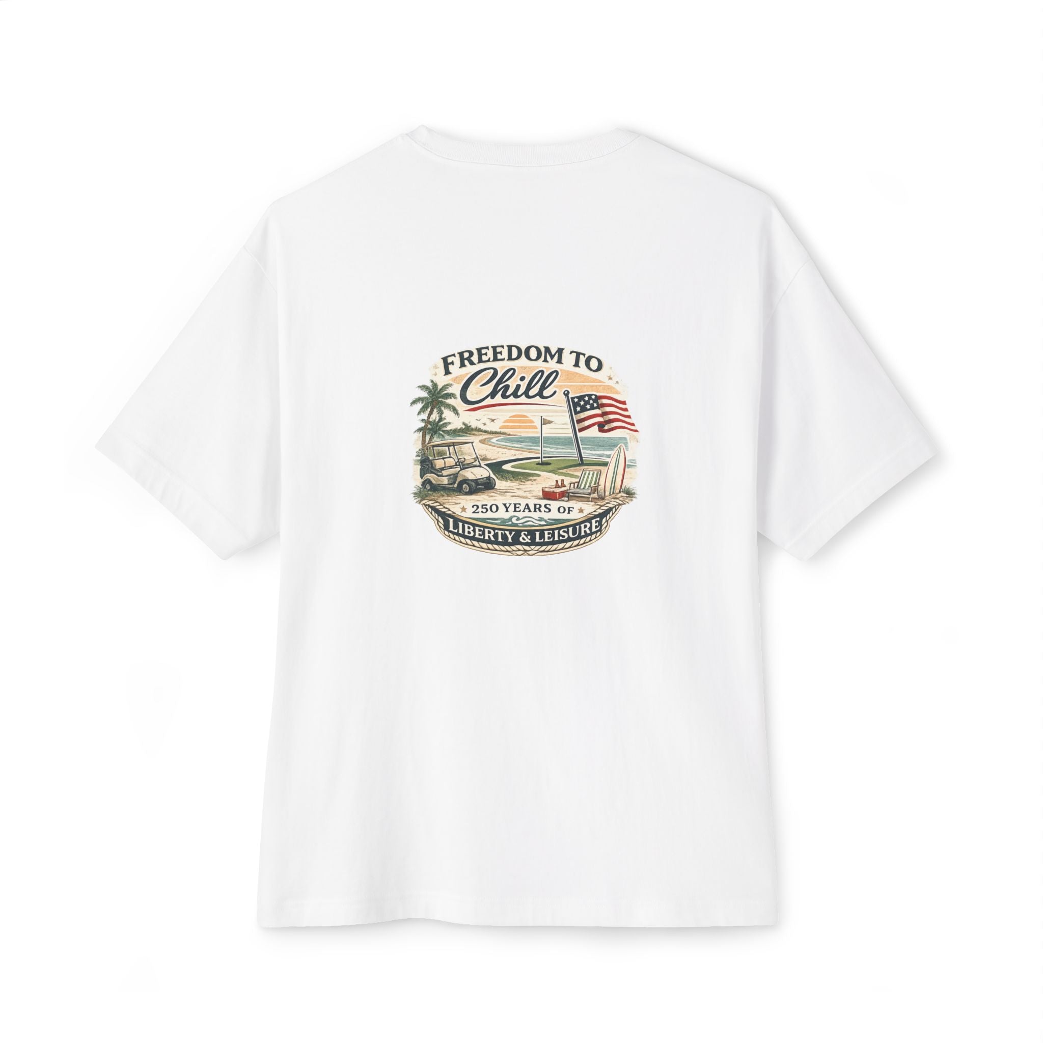 Freedom to Chill Tee — Vintage Beach Flag Graphic T-Shirt