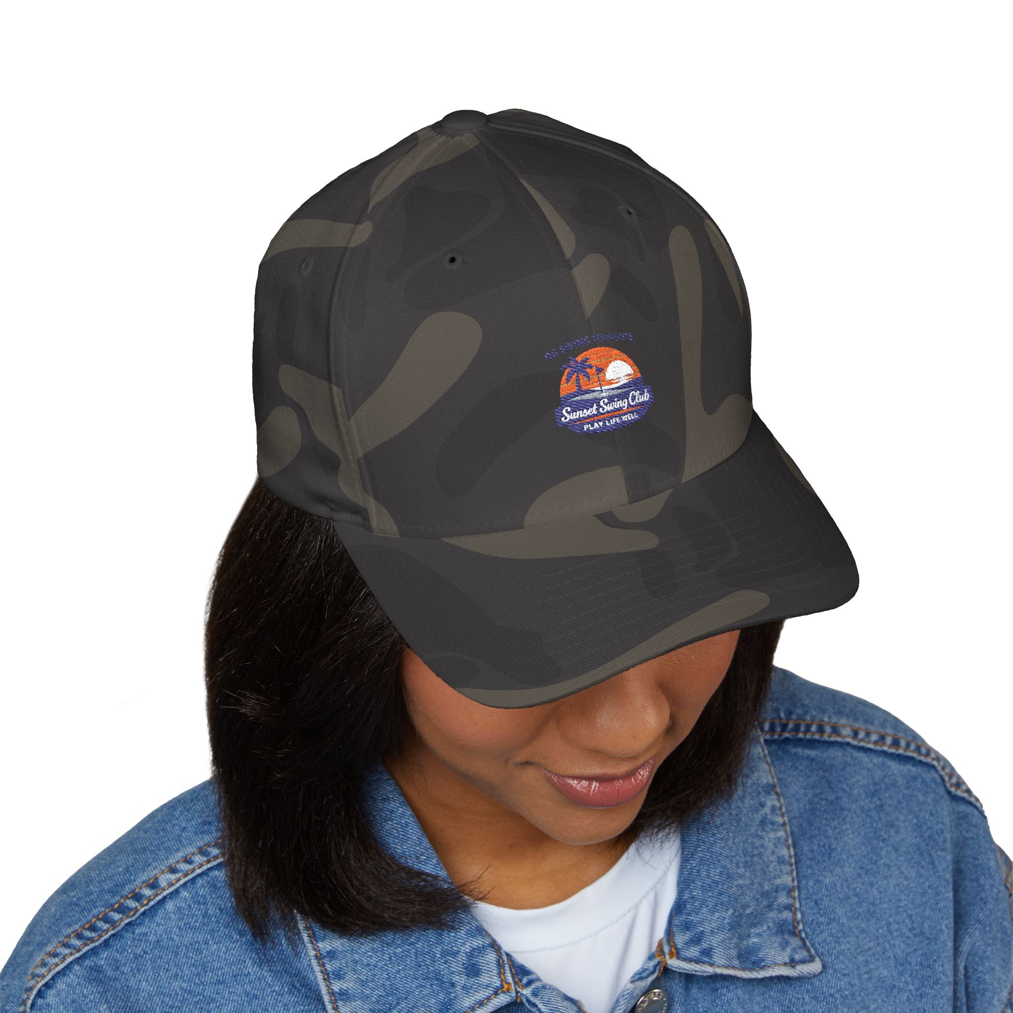 Embroidered Sunset Swing Club — Flex Fit Hat