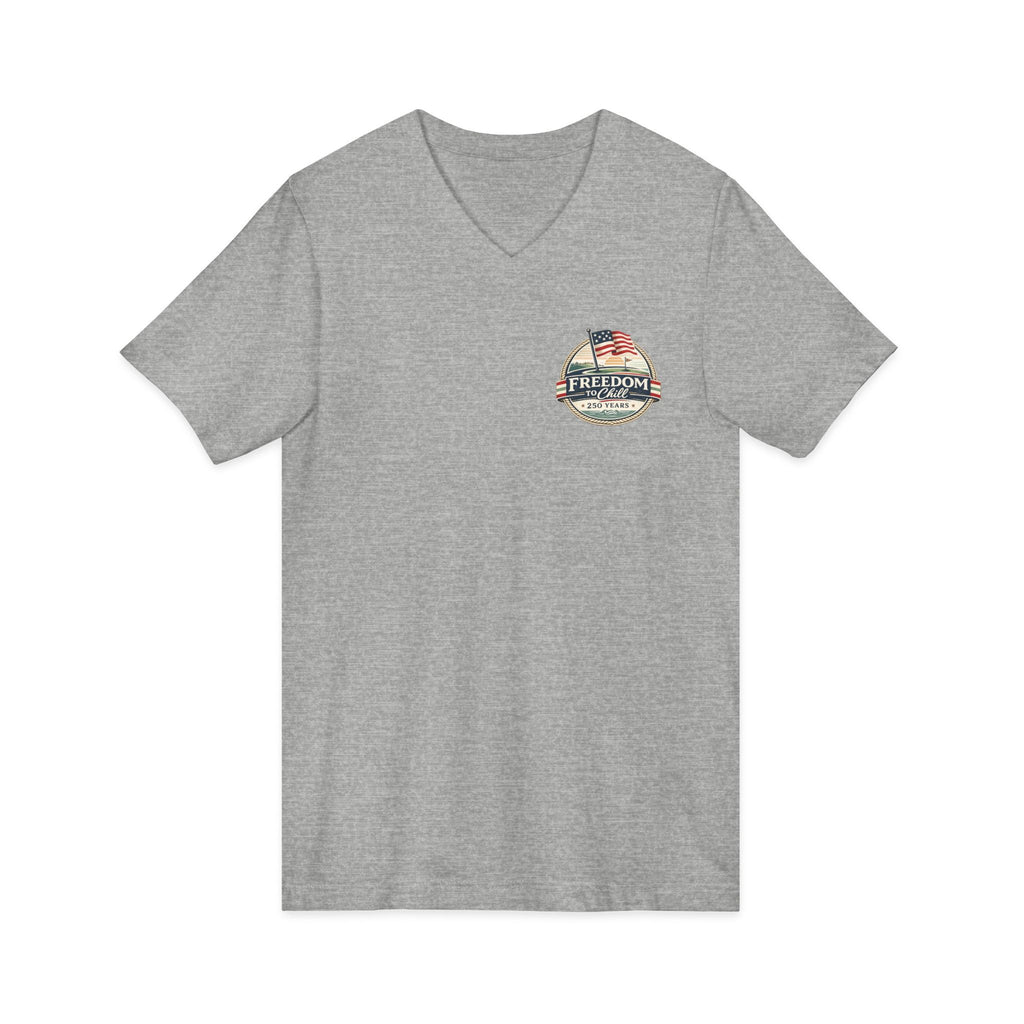 Freedom to Chill V-Neck Tee — Patriotic Beach Vintage Graphic