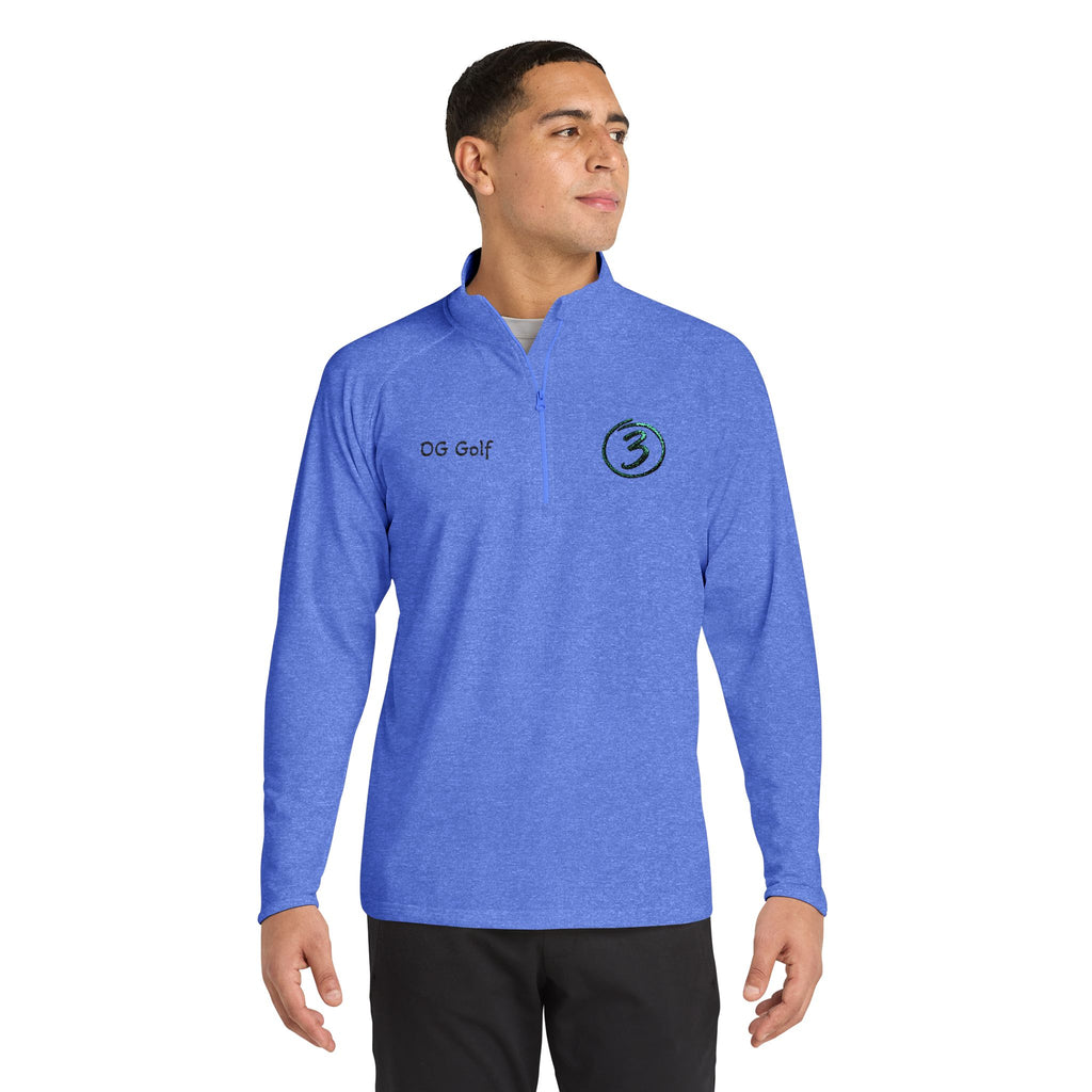 "Put Me Down for 3" OG Golf Quarter-Zip Pullover with Embroidered Logo
