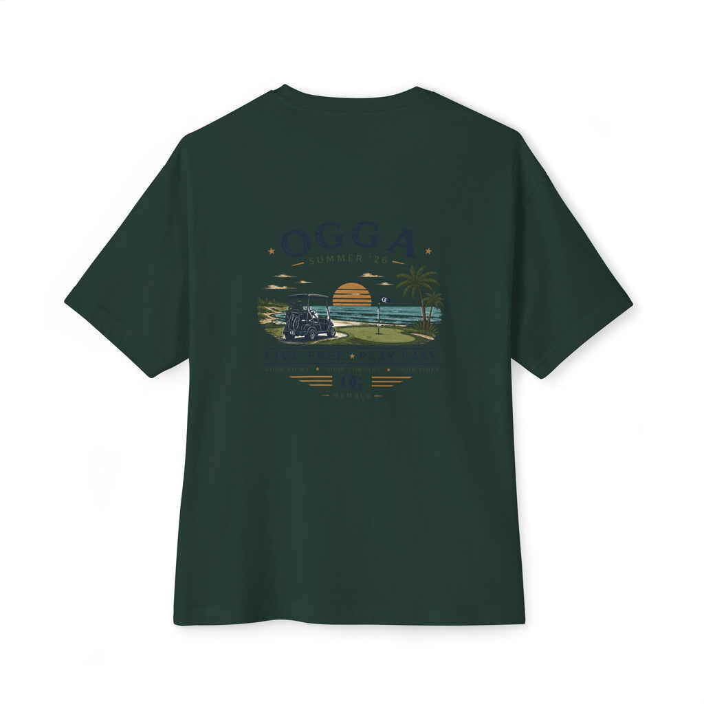 OGGA Beach Tee — "Live Free, Play Easy" Oversized Boxy T-Shirt