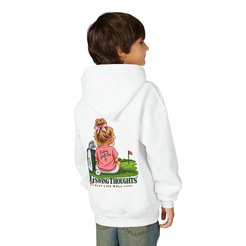 "Future Golf Pro" Youth Golf Hoodie — "OG Swing Thoughts" Cute Girl Golfer Graphic
