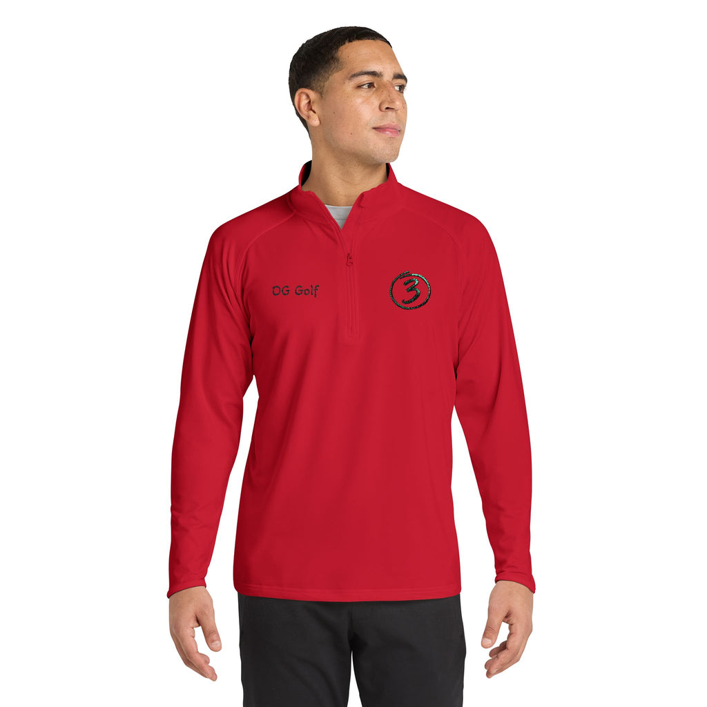 "Put Me Down for 3" OG Golf Quarter-Zip Pullover with Embroidered Logo
