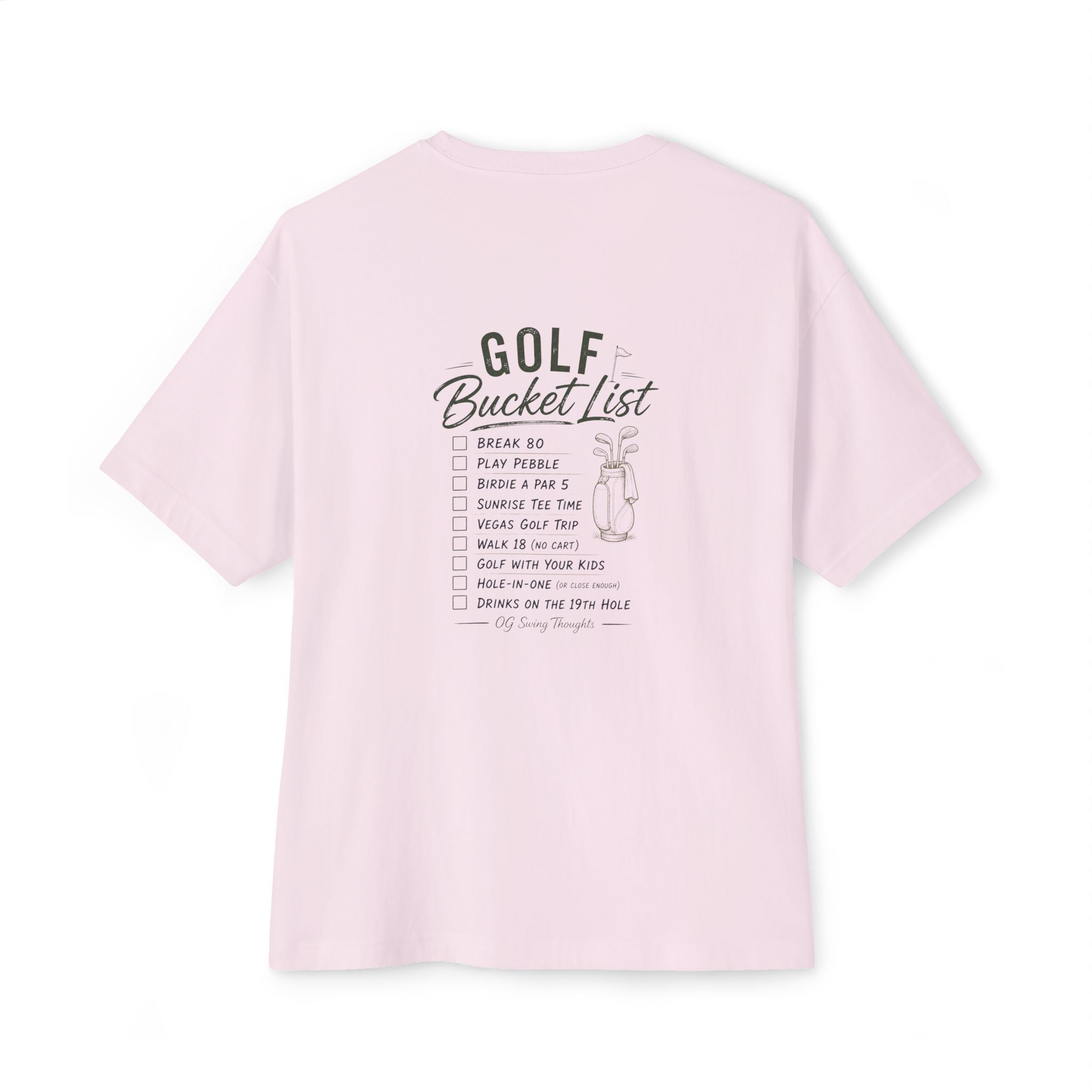Golf Bucket List Tee — Casual Oversized Golf T‑Shirt
