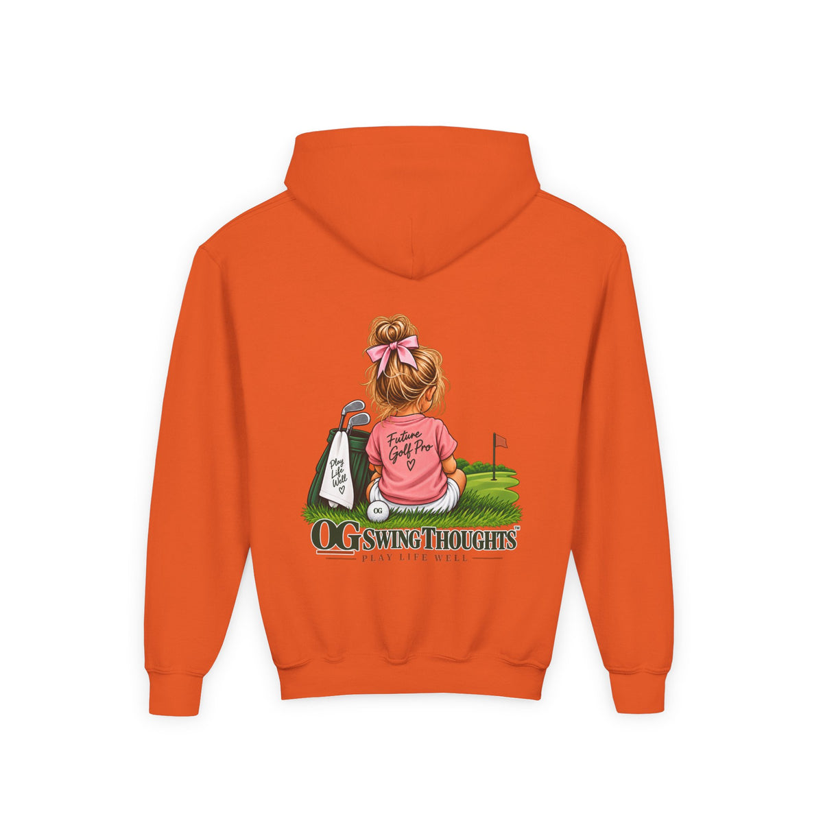 "Future Golf Pro" Youth Golf Hoodie — "OG Swing Thoughts" Cute Girl Golfer Graphic