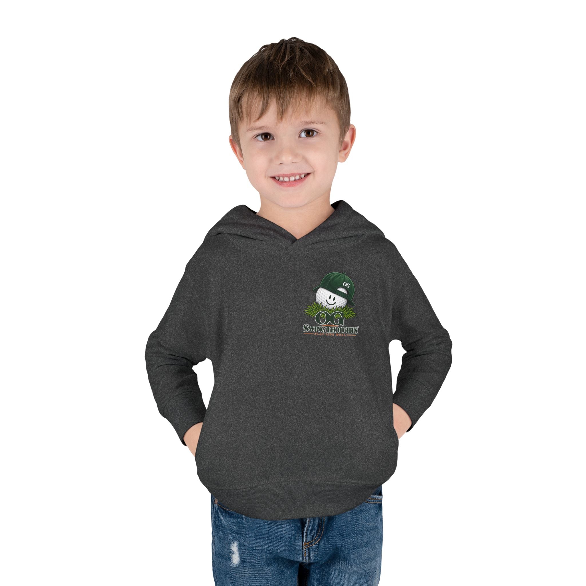 "Little Legend" Toddler Hoodie - 'OG Swing Thoughts' Cute Golf Kid Pullover Fleece