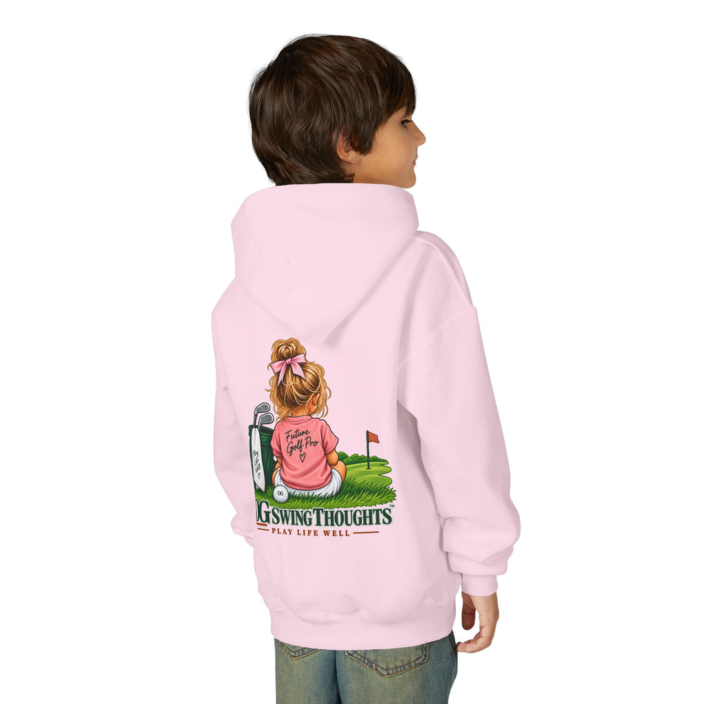 "Future Golf Pro" Youth Golf Hoodie — "OG Swing Thoughts" Cute Girl Golfer Graphic