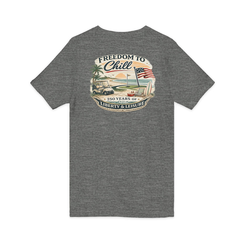 Freedom to Chill V-Neck Tee — Patriotic Beach Vintage Graphic