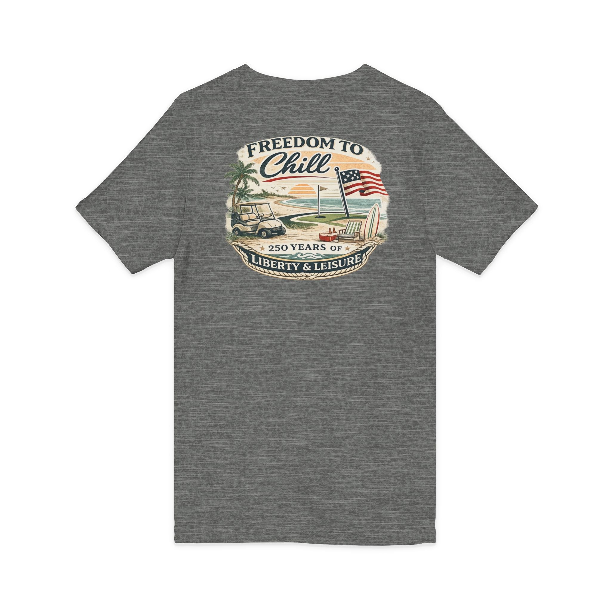 Freedom to Chill V-Neck Tee — Patriotic Beach Vintage Graphic