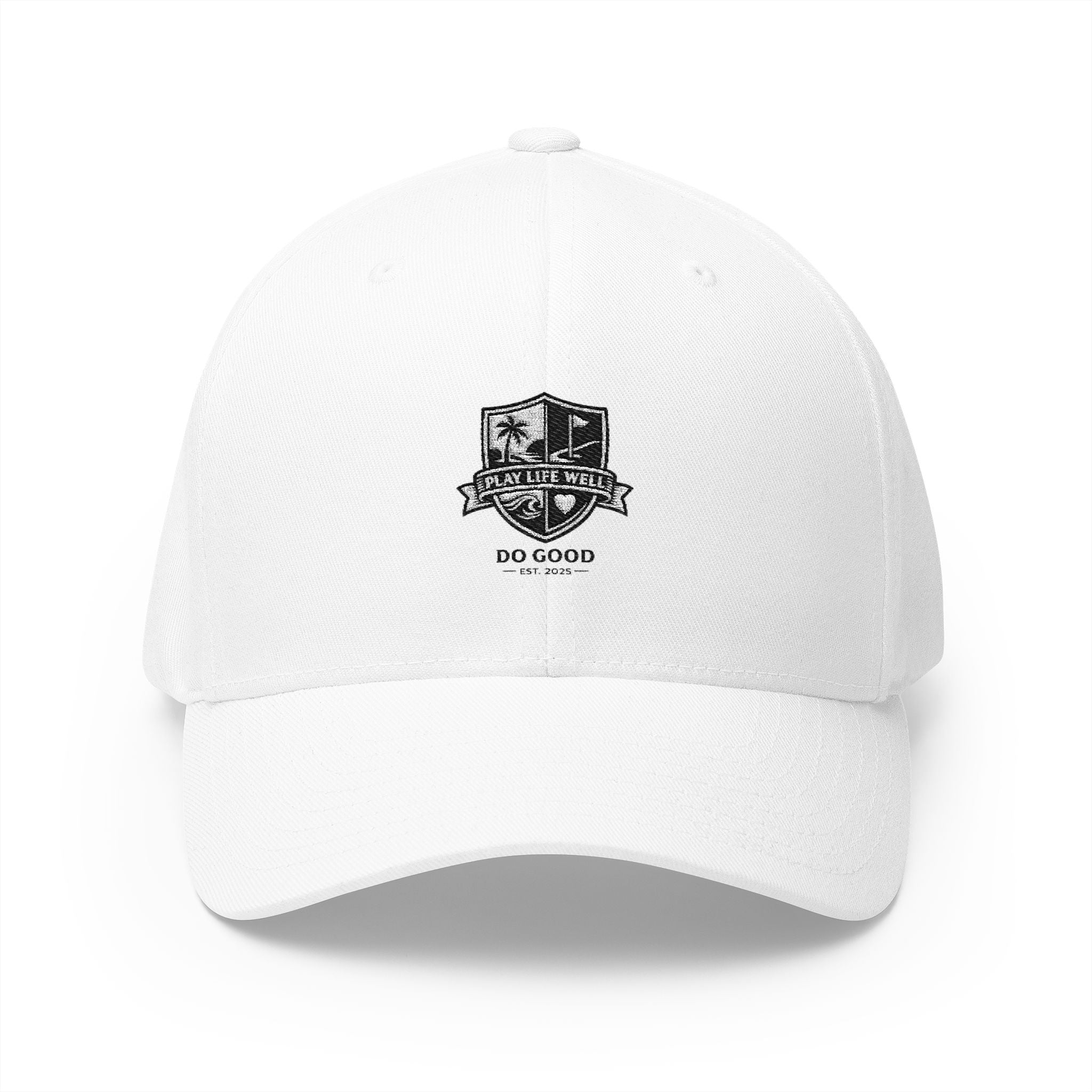 Embroidered Crest Cap — "Play Life Well Do Good" Logo with 'SMOOV' Back Stitching