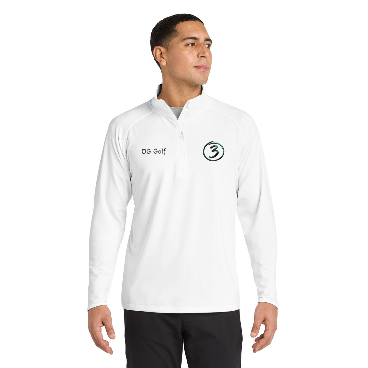 "Put Me Down for 3" OG Golf Quarter-Zip Pullover with Embroidered Logo