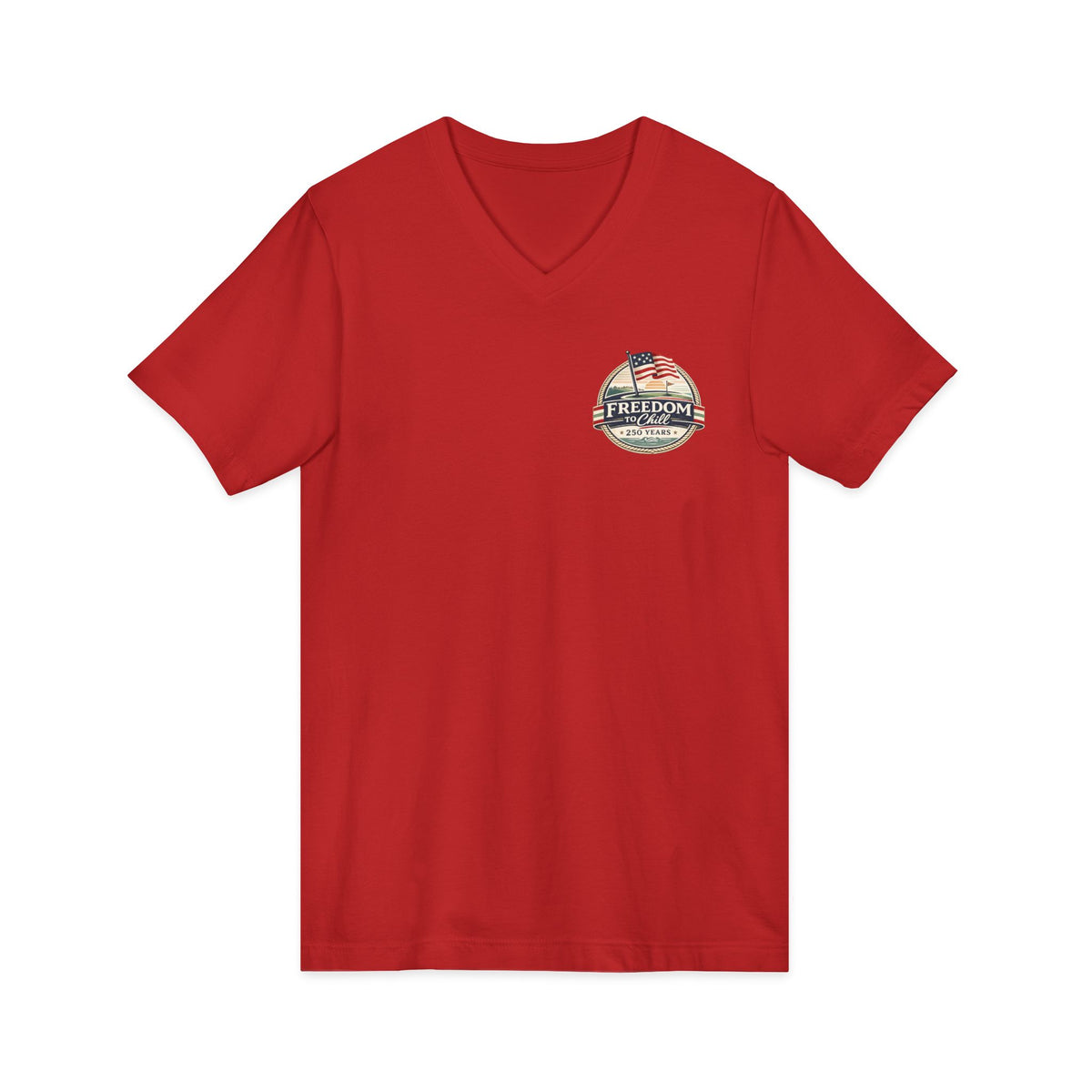 Freedom to Chill V-Neck Tee — Patriotic Beach Vintage Graphic