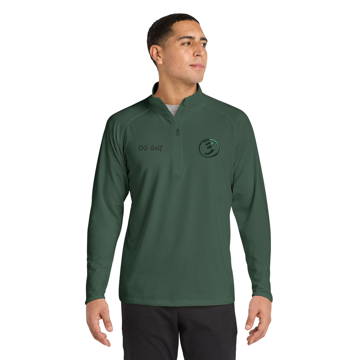 "Put Me Down for 3" OG Golf Quarter-Zip Pullover with Embroidered Logo