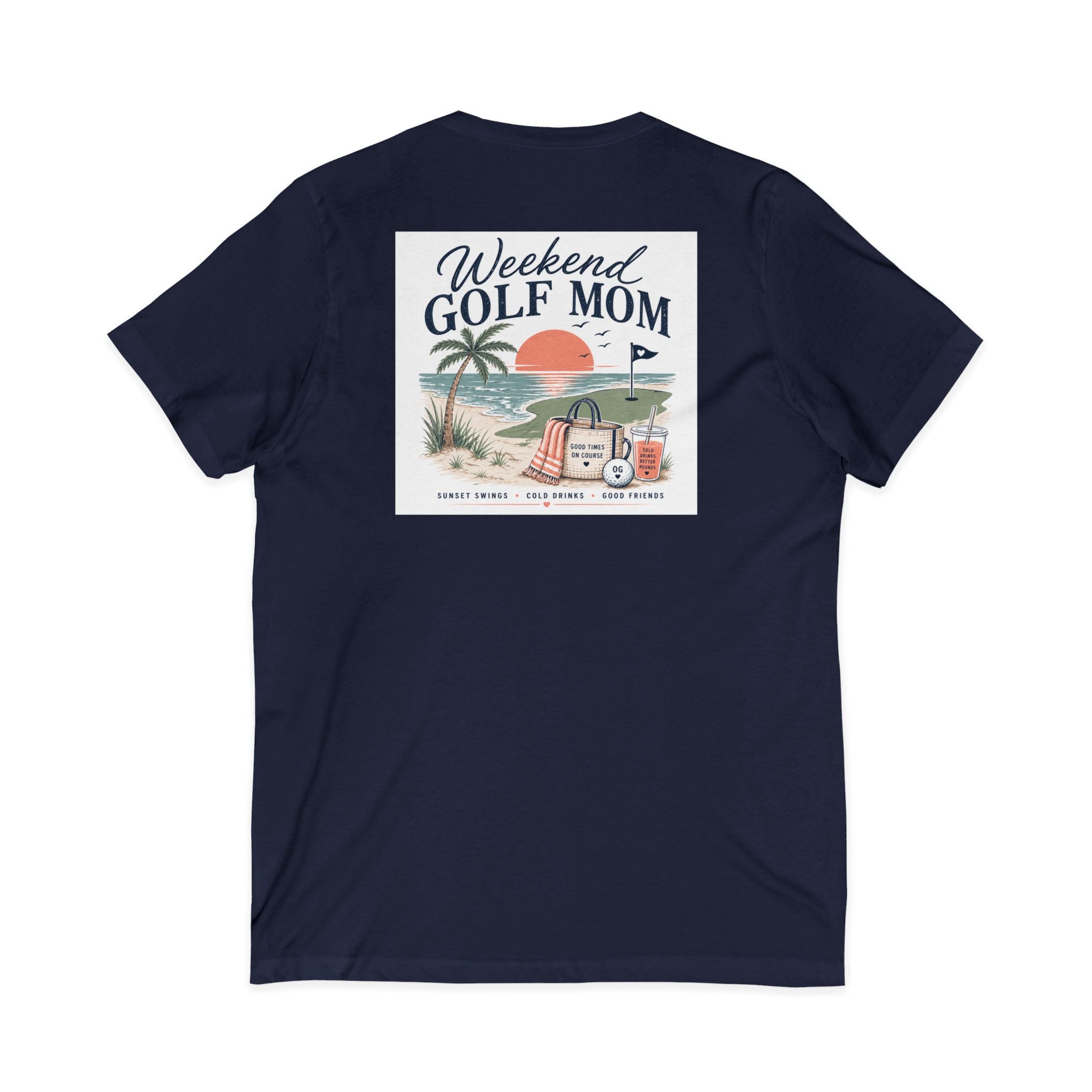 Weekend Golf Mom V-Neck Tee — Golfing Mom Graphic T-Shirt