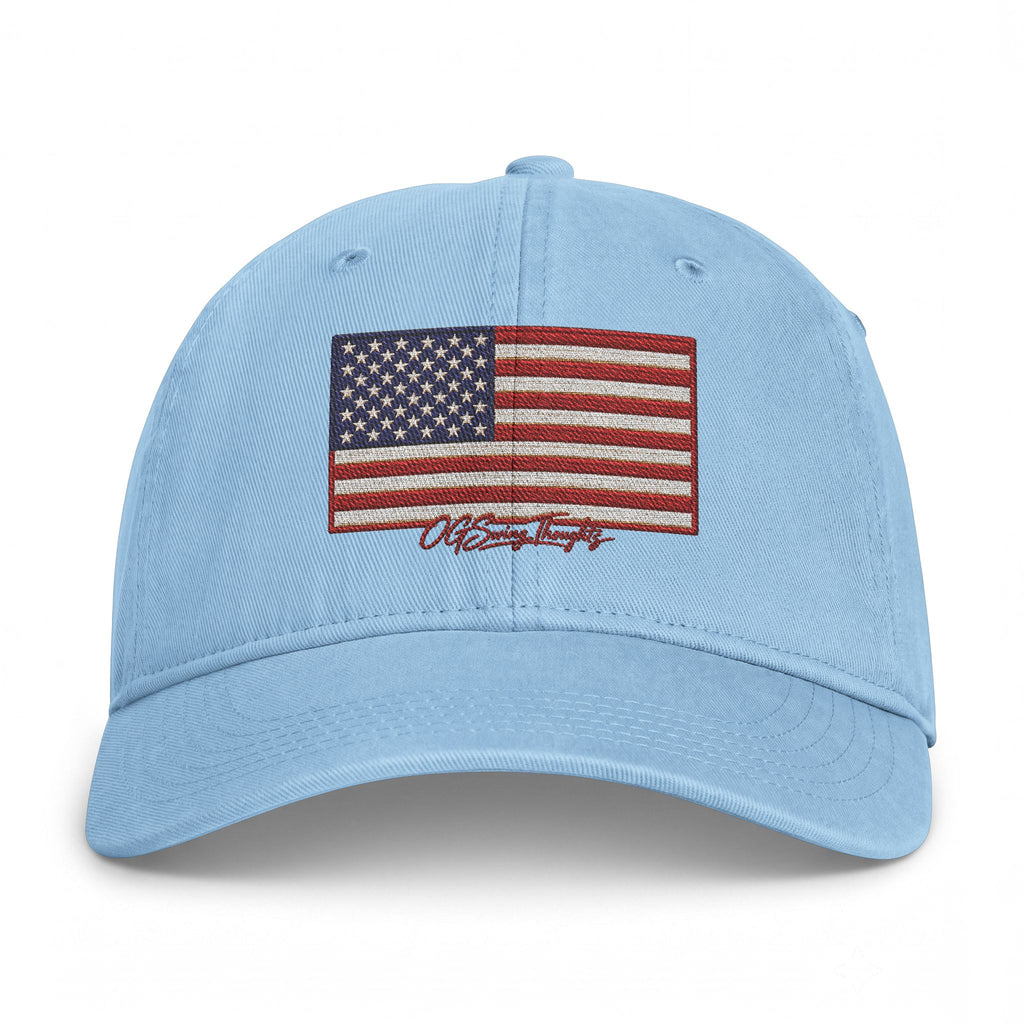 Embroidered Distressed American Flag Cap — Coastal Washed Baseball Hat