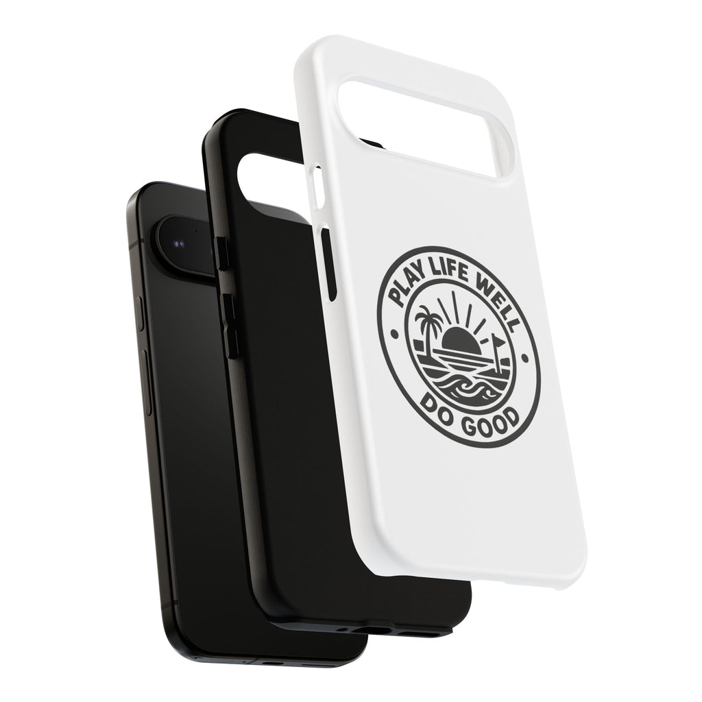 Phone Case — "Play Life Well, Do Good" Minimal Beach Badge