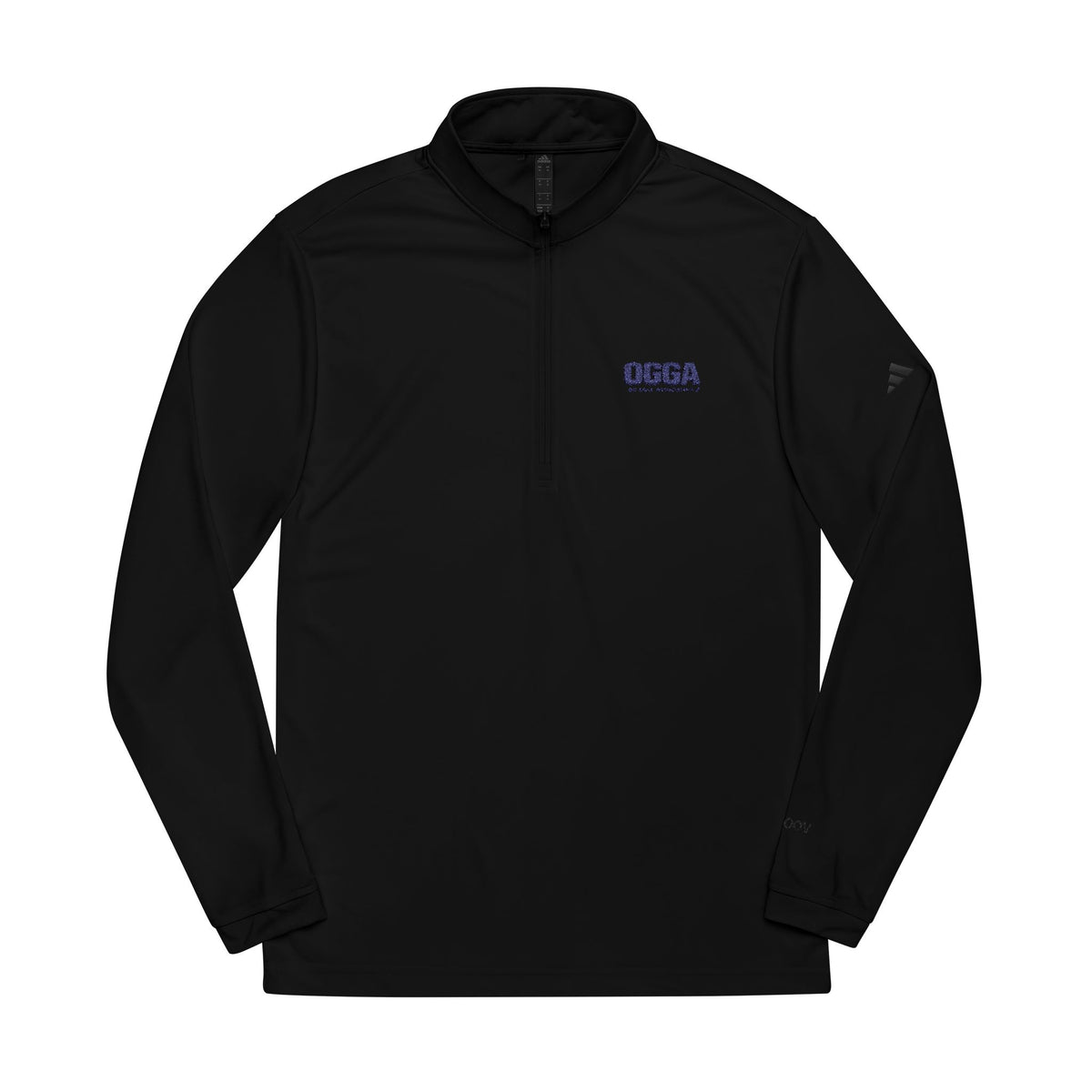 adidas Embroidered OGGA Quarter-Zip Pullover — White Performance Golf Top