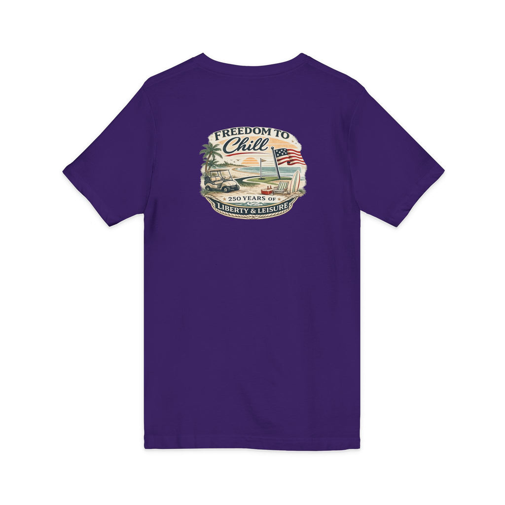 Freedom to Chill V-Neck Tee — Patriotic Beach Vintage Graphic