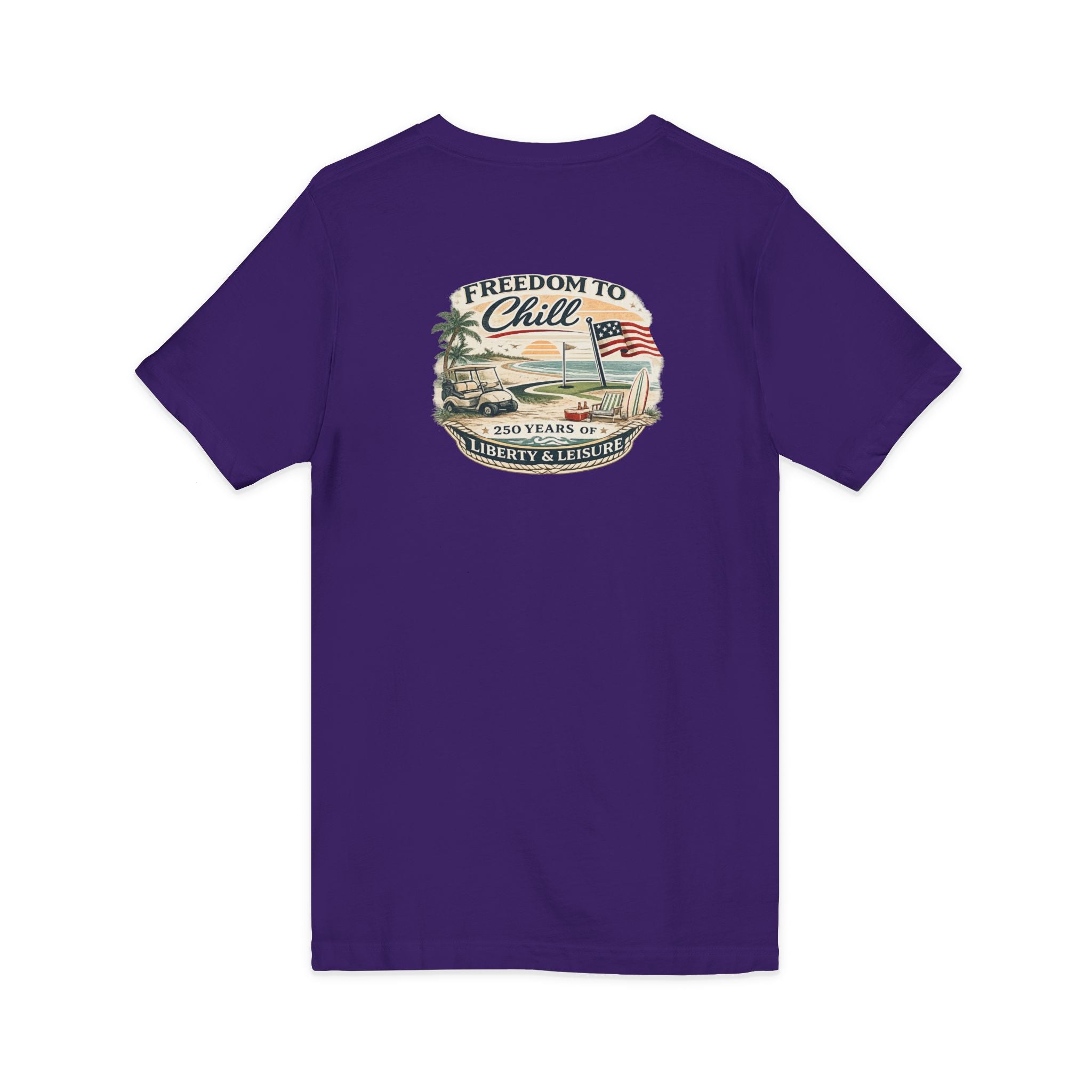 Freedom to Chill V-Neck Tee — Patriotic Beach Vintage Graphic