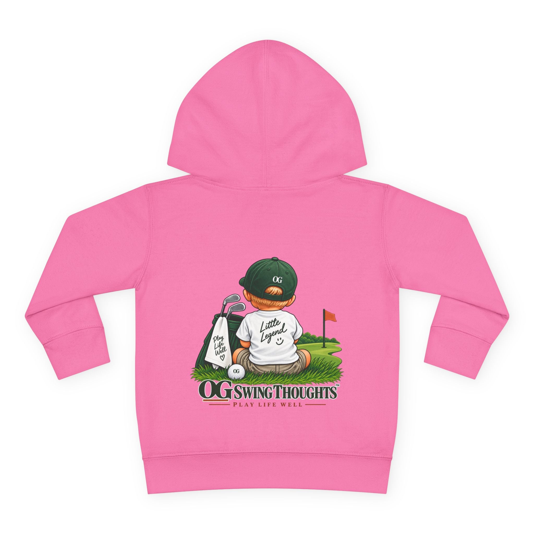 "Little Legend" Toddler Hoodie - 'OG Swing Thoughts' Cute Golf Kid Pullover Fleece