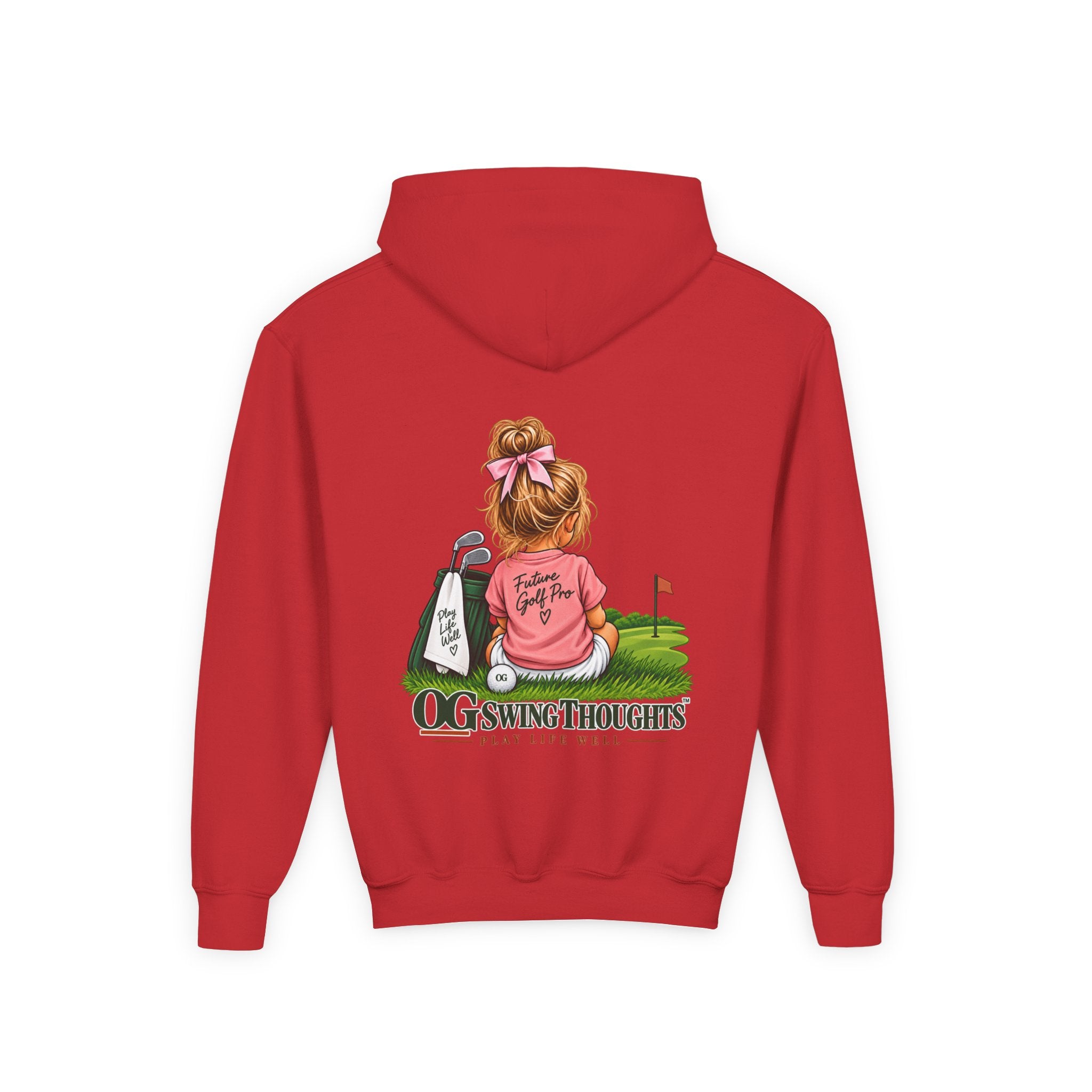 "Future Golf Pro" Youth Golf Hoodie — "OG Swing Thoughts" Cute Girl Golfer Graphic