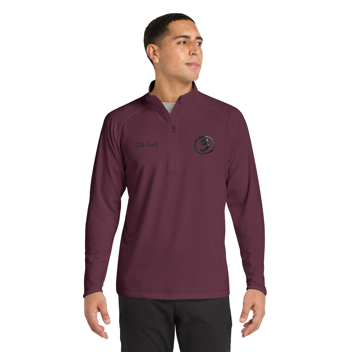 "Put Me Down for 3" OG Golf Quarter-Zip Pullover with Embroidered Logo