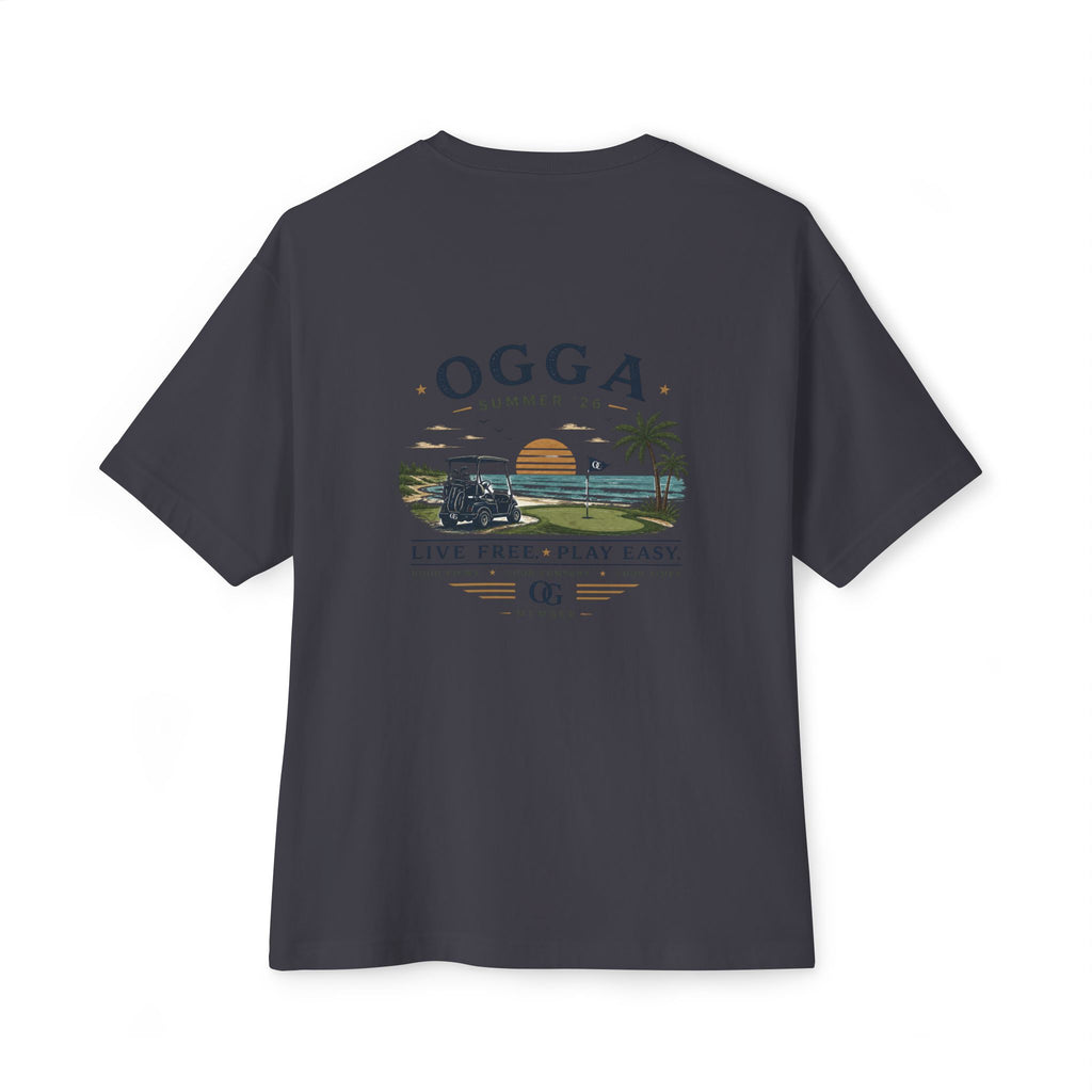 OGGA Beach Tee — "Live Free, Play Easy" Oversized Boxy T-Shirt