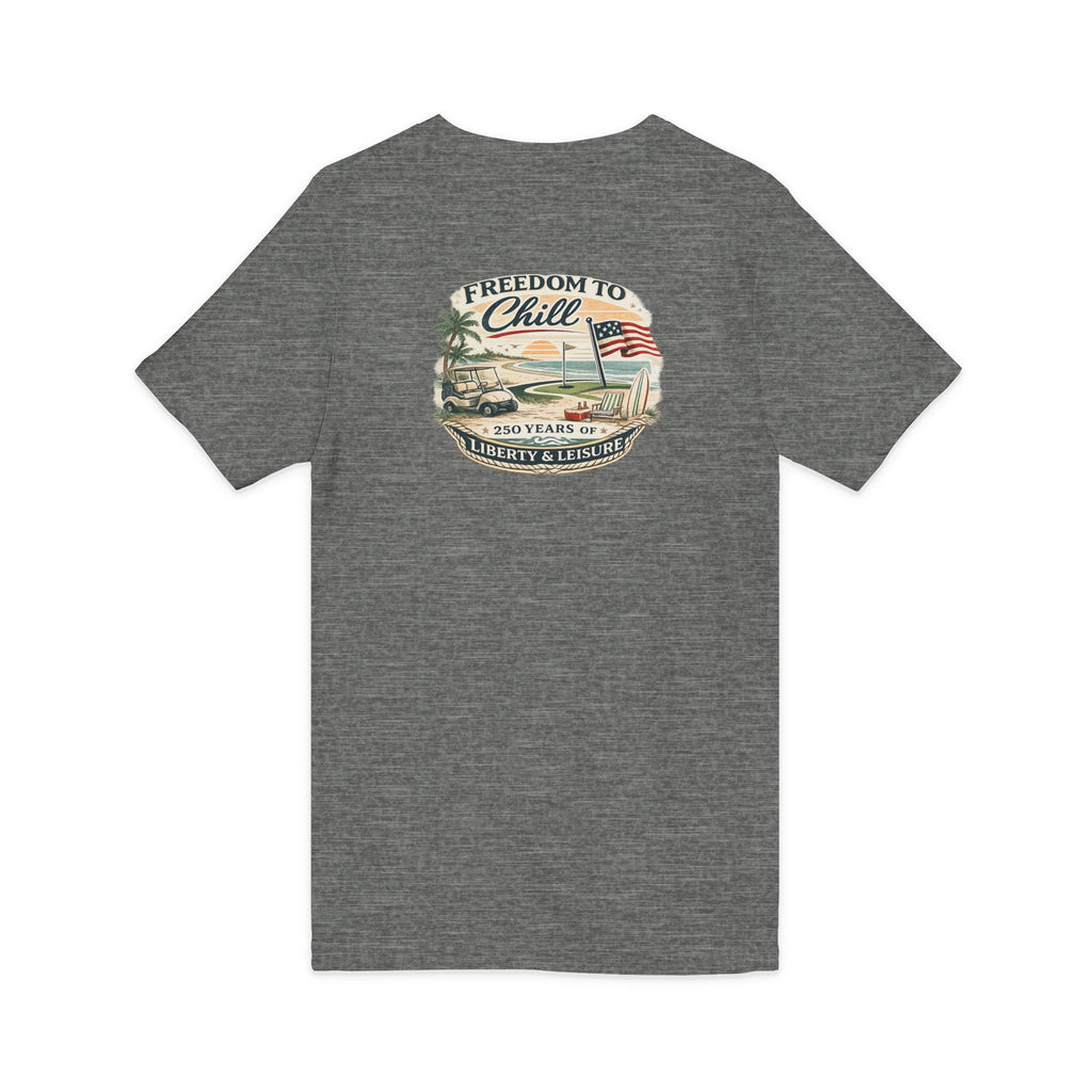 Freedom to Chill V-Neck Tee — Patriotic Beach Vintage Graphic
