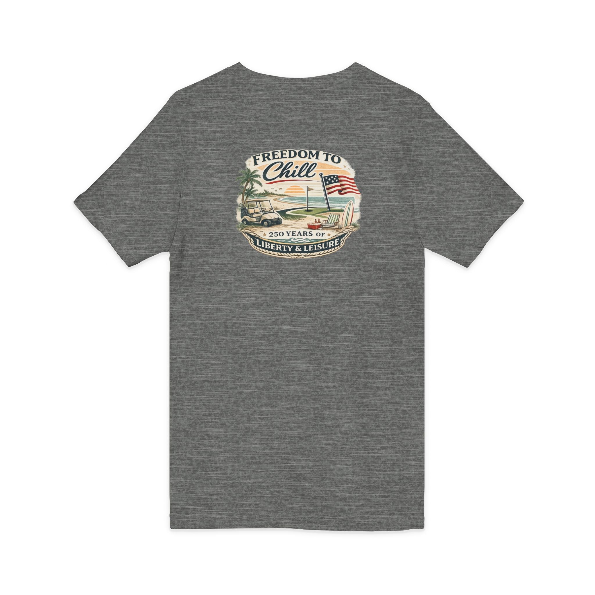 Freedom to Chill V-Neck Tee — Patriotic Beach Vintage Graphic